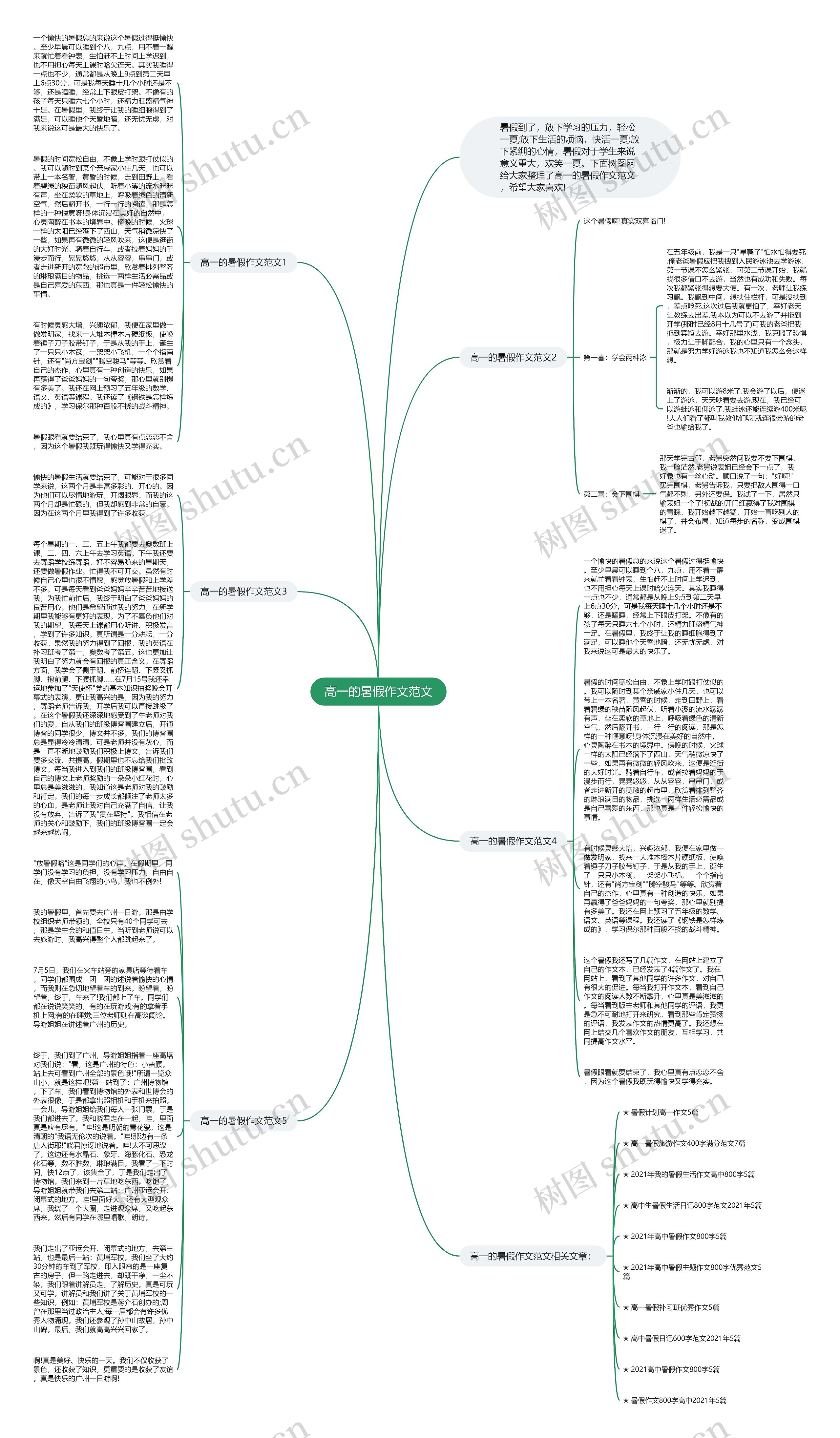 高一的暑假作文范文思维导图
