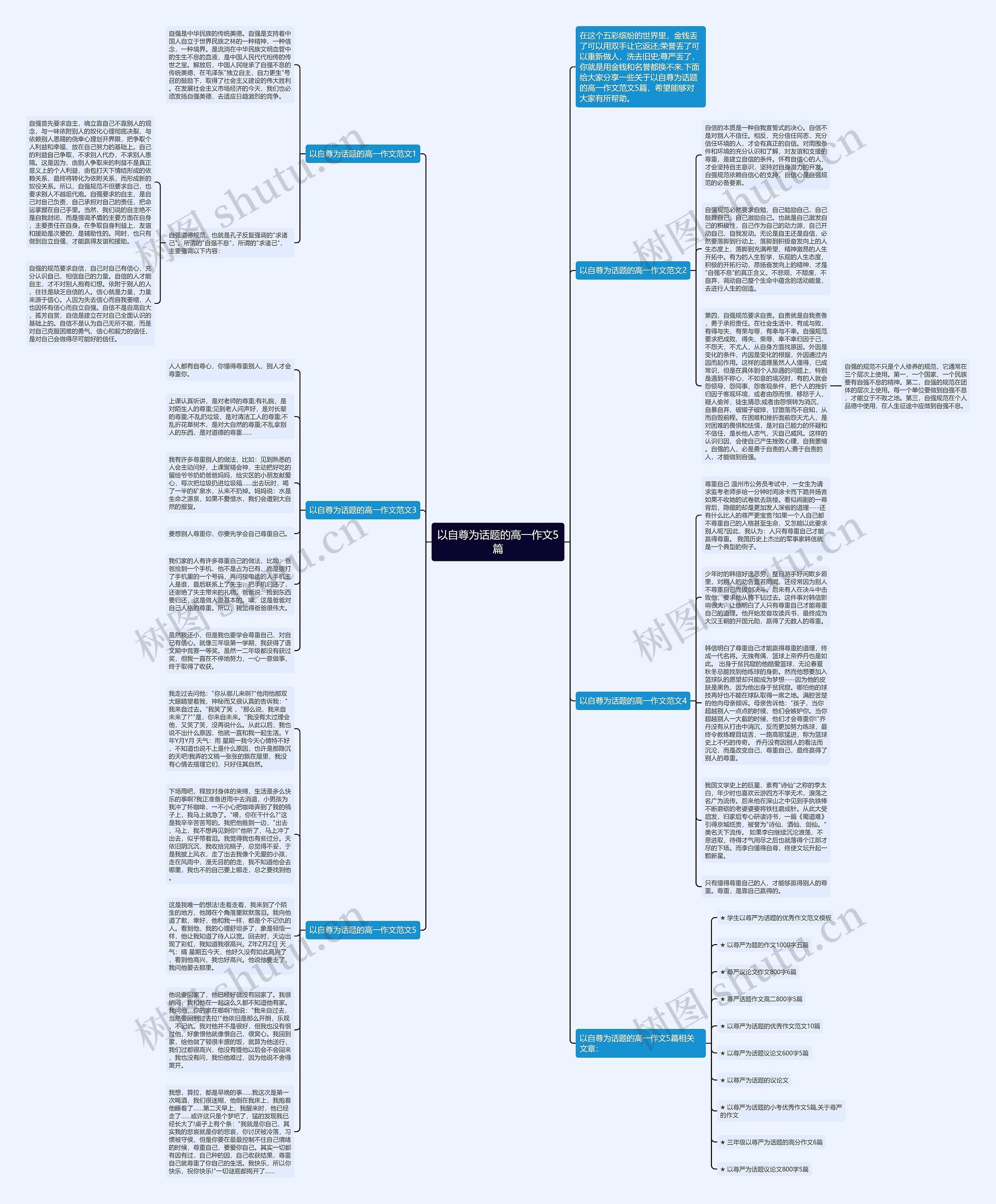 以自尊为话题的高一作文5篇思维导图