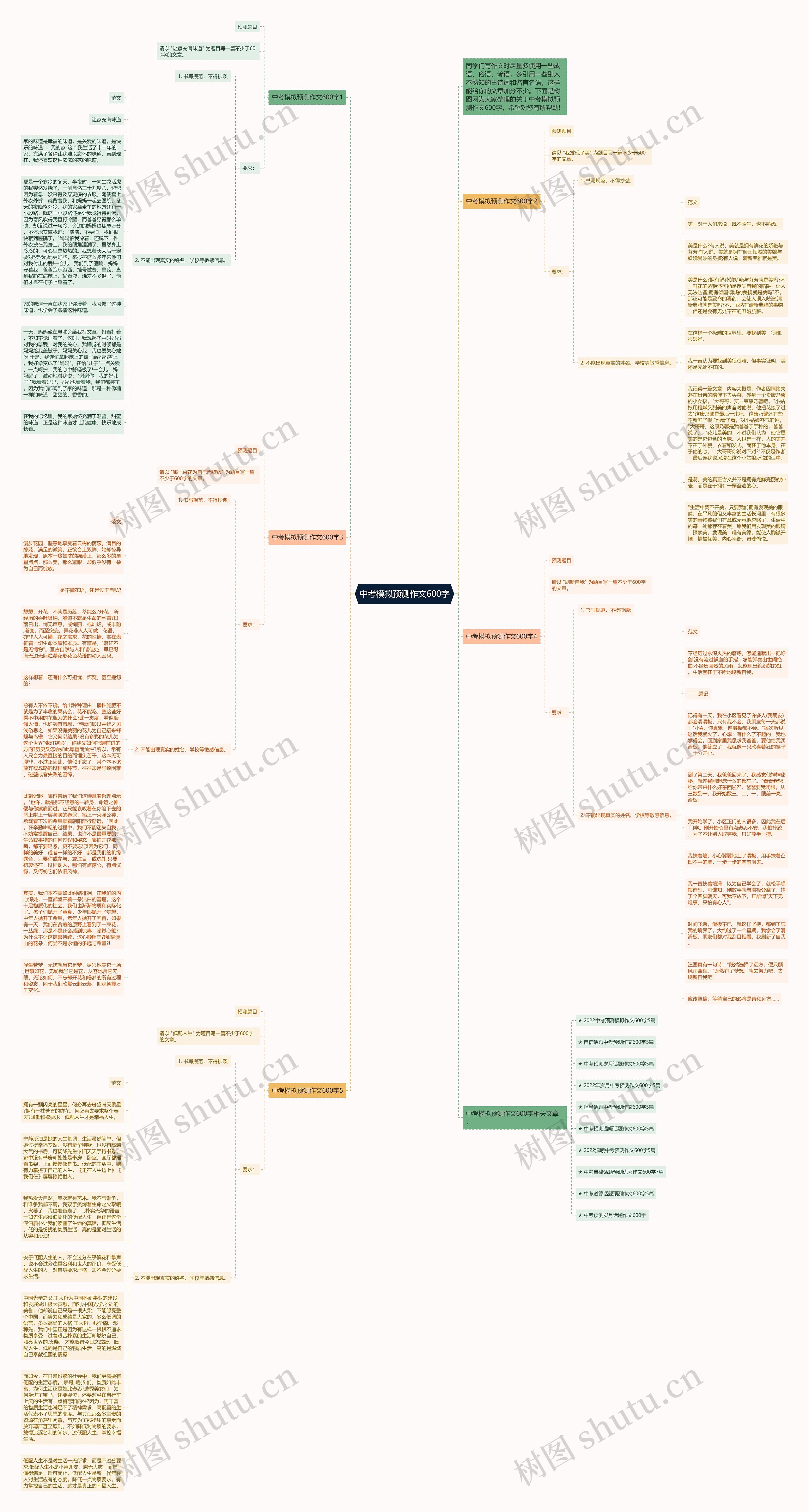 中考模拟预测作文600字思维导图