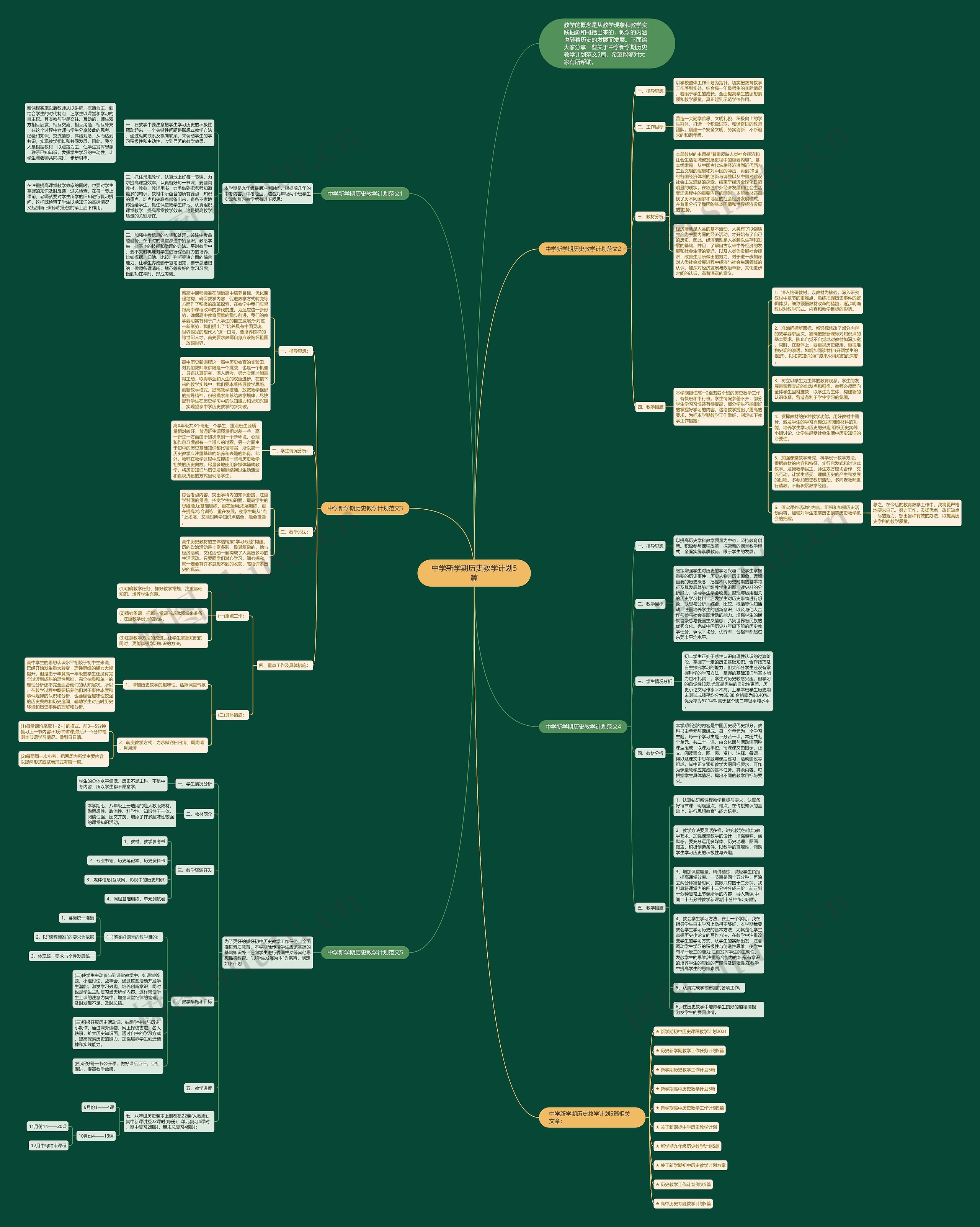 中学新学期历史教学计划5篇思维导图