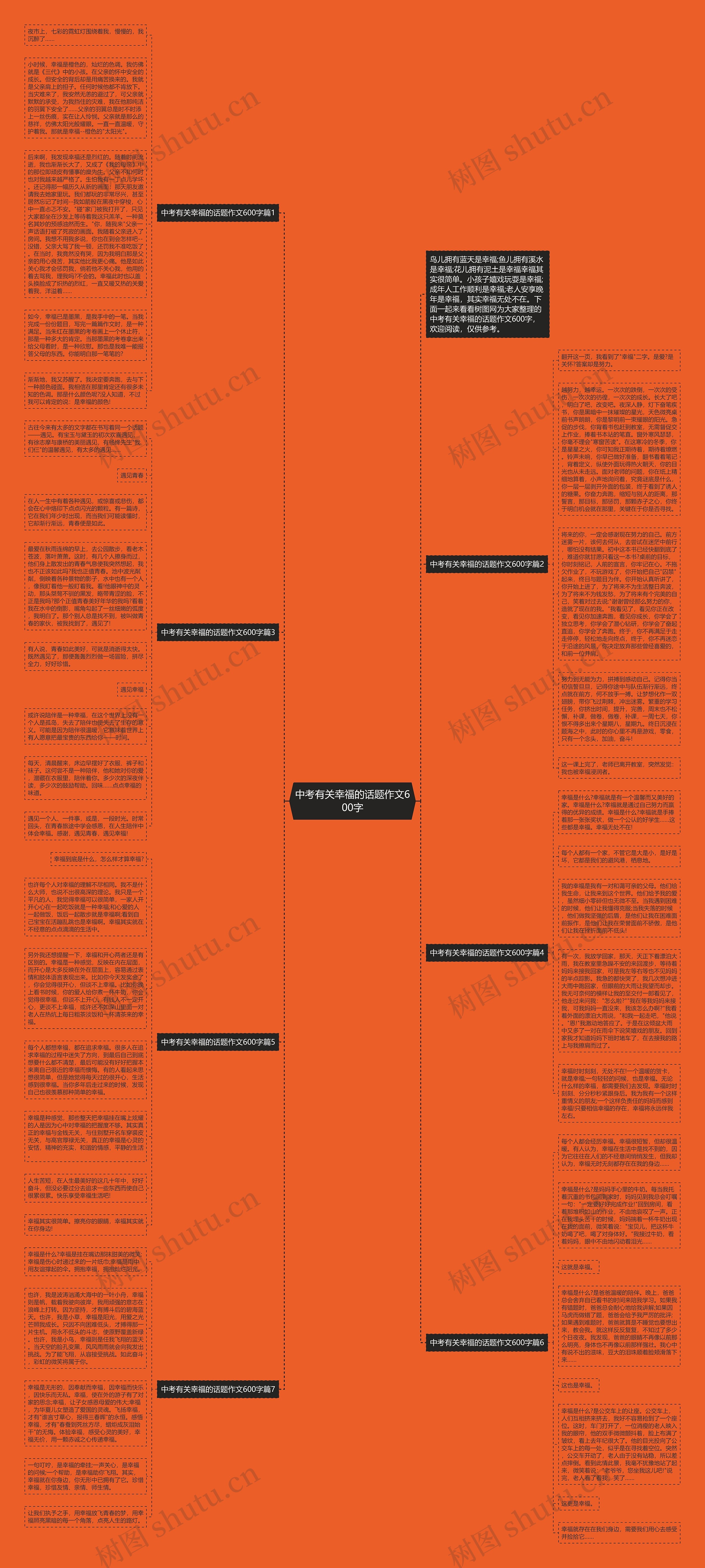 中考有关幸福的话题作文600字思维导图