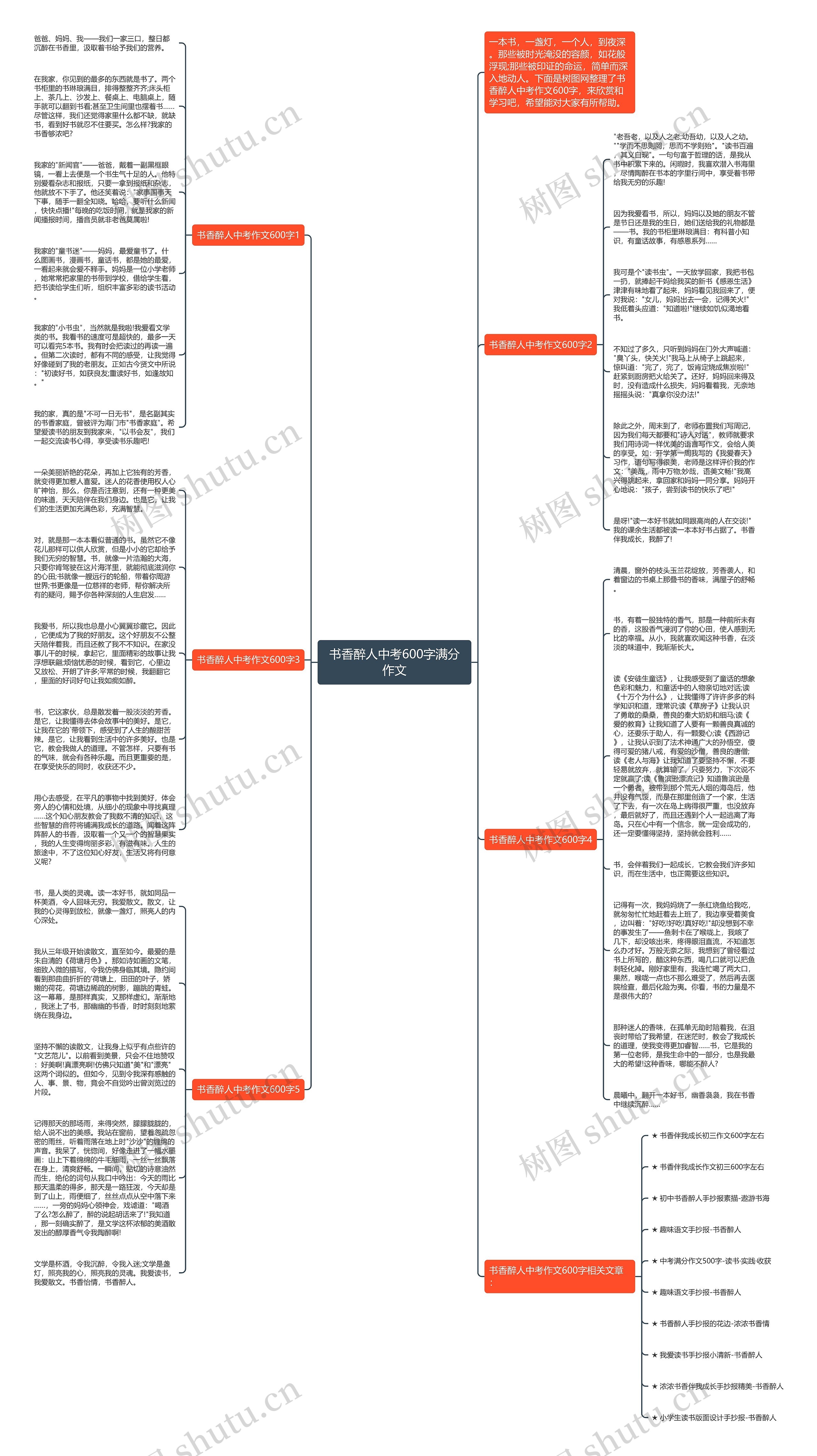 书香醉人中考600字满分作文思维导图