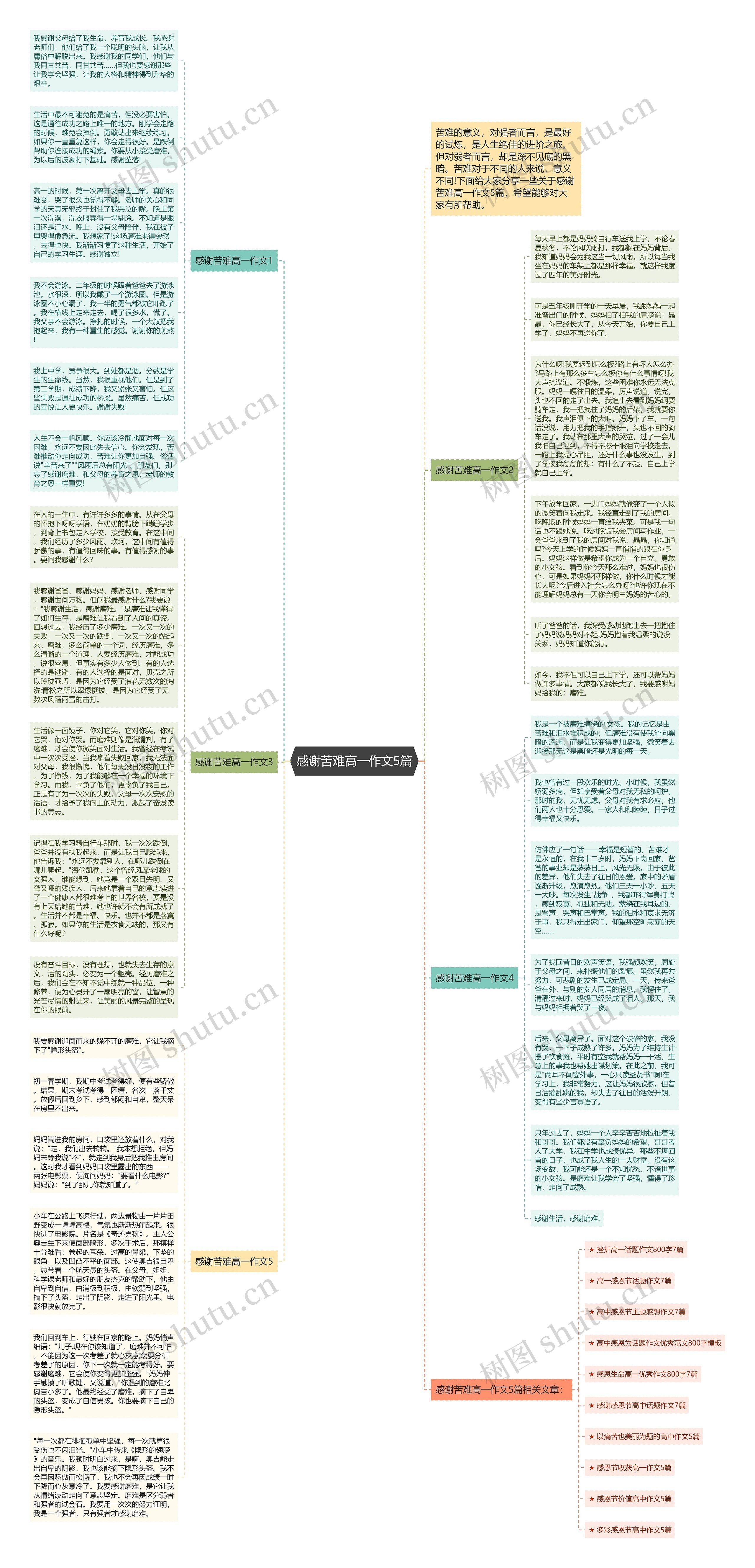 感谢苦难高一作文5篇思维导图