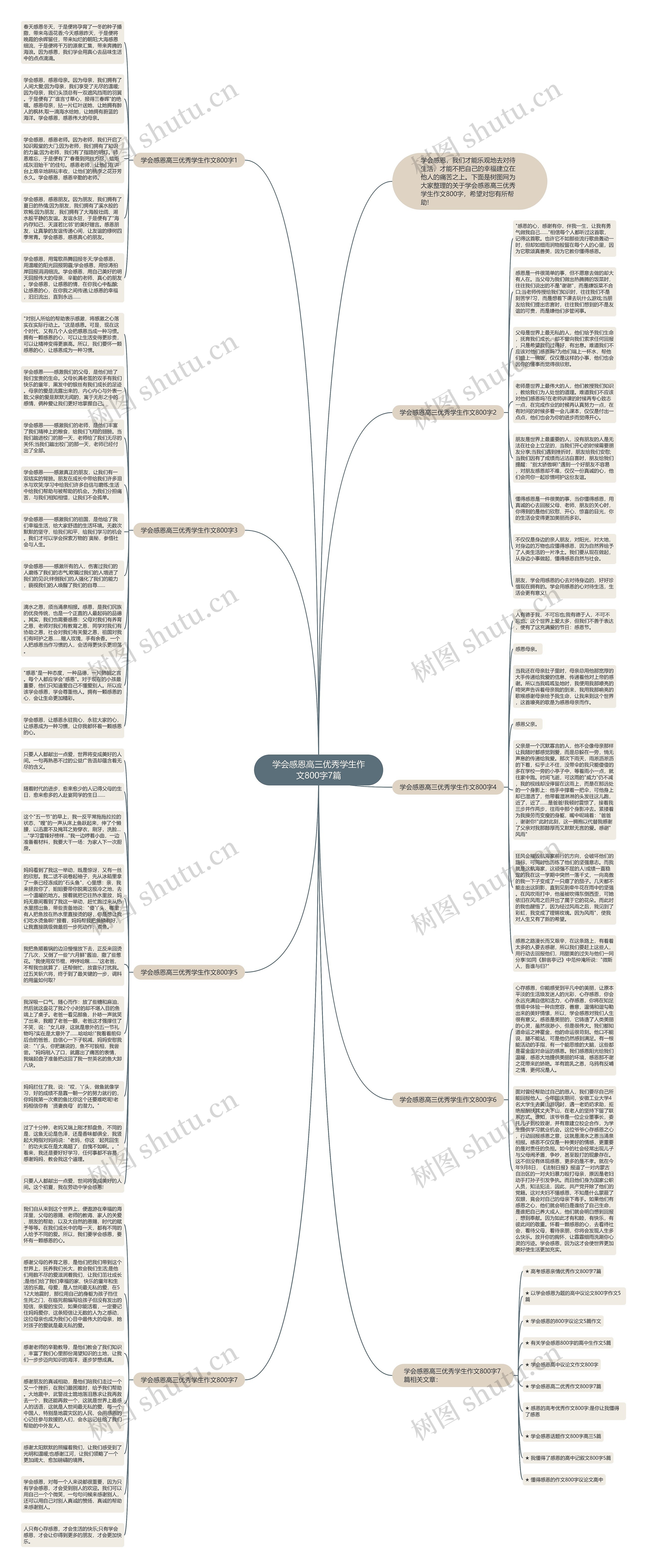 学会感恩高三优秀学生作文800字7篇思维导图
