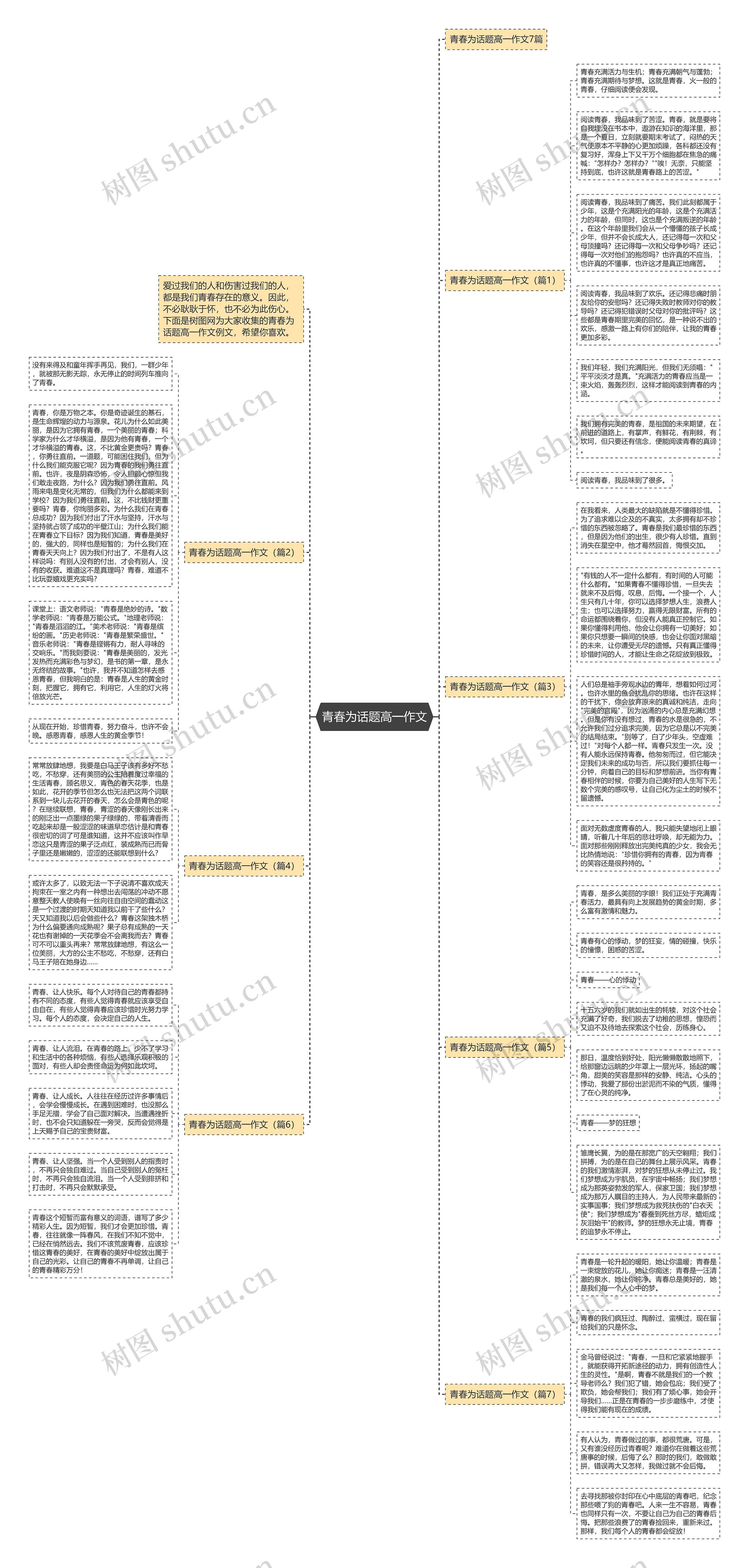 青春为话题高一作文思维导图