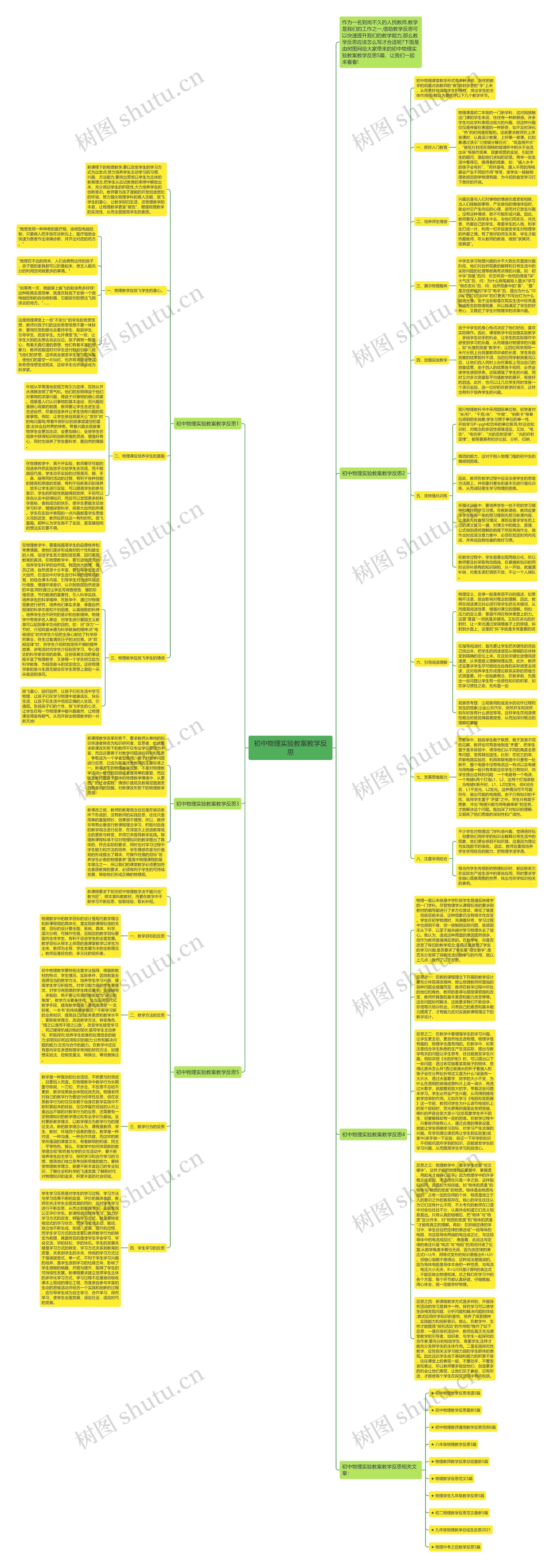 初中物理实验教案教学反思思维导图