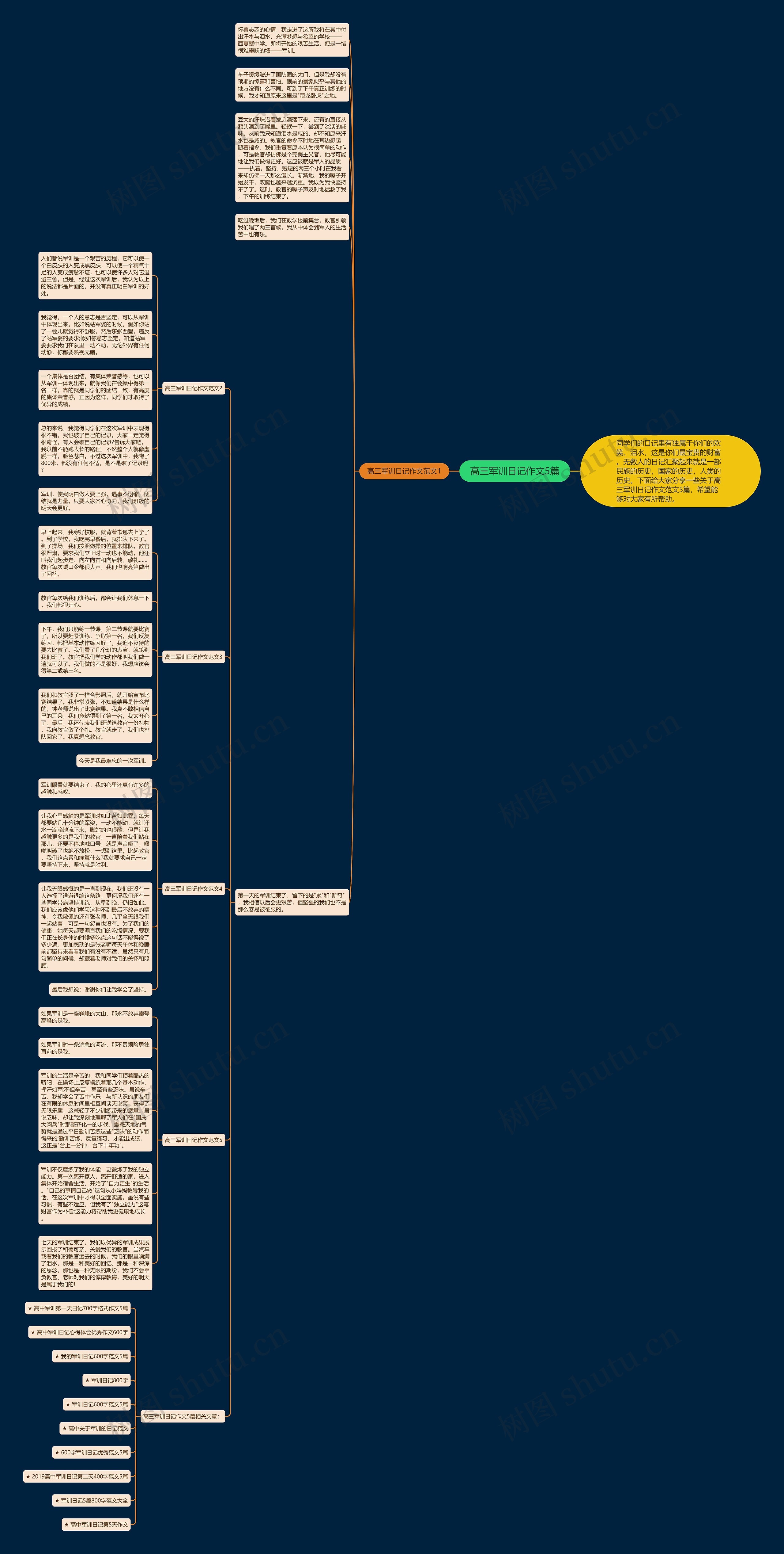 高三军训日记作文5篇思维导图
