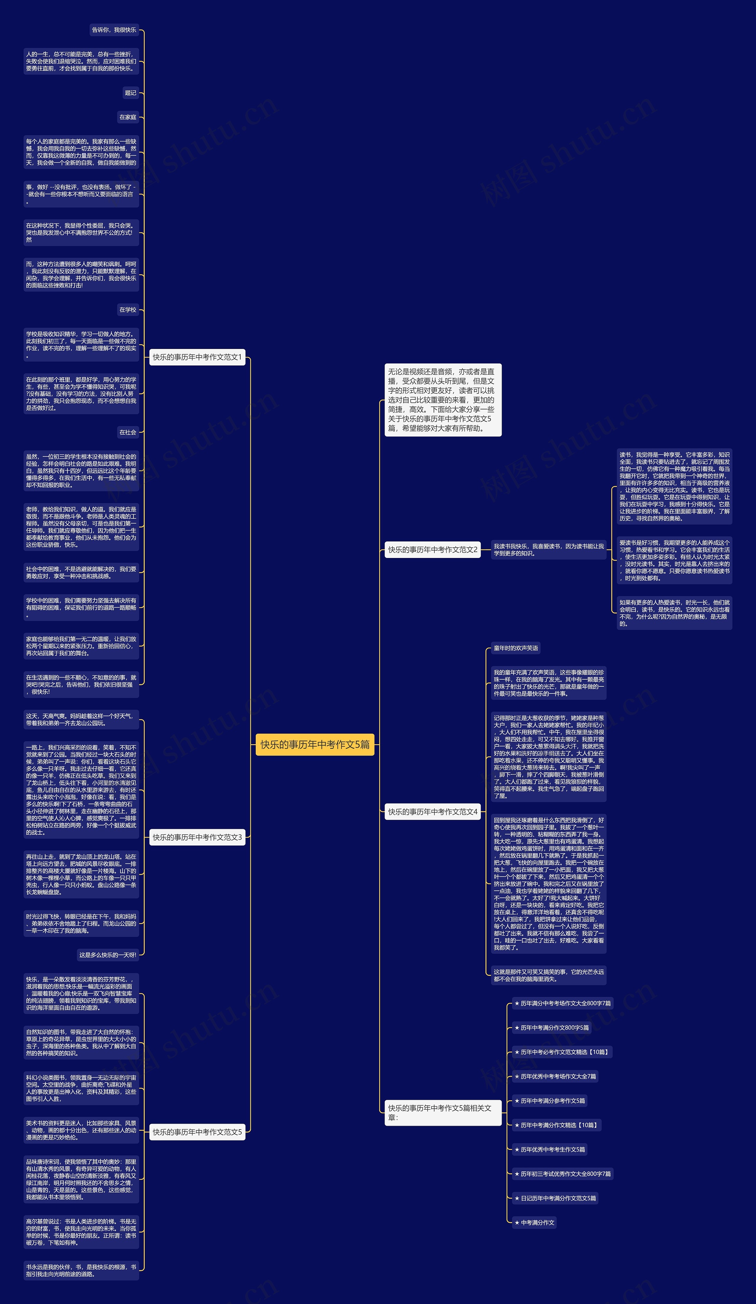 快乐的事历年中考作文5篇思维导图