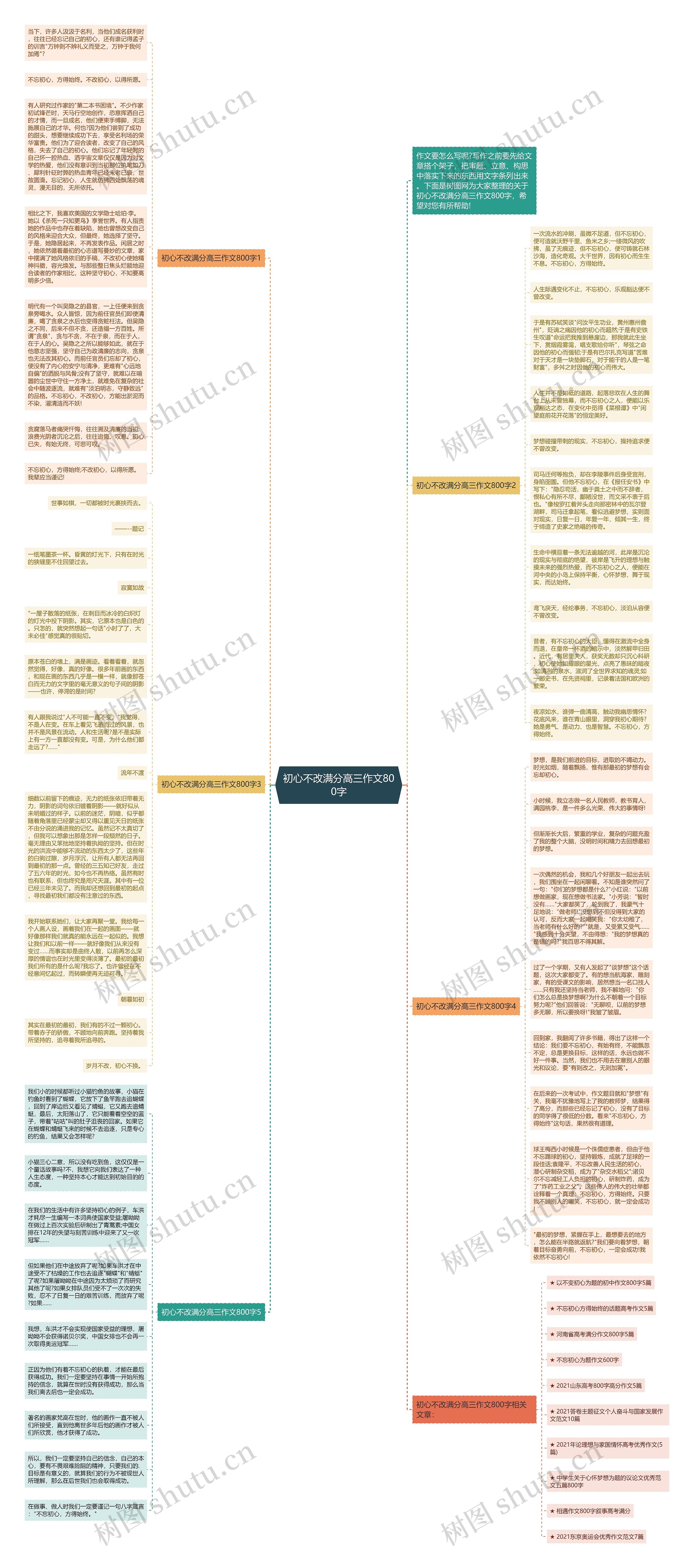 初心不改满分高三作文800字思维导图