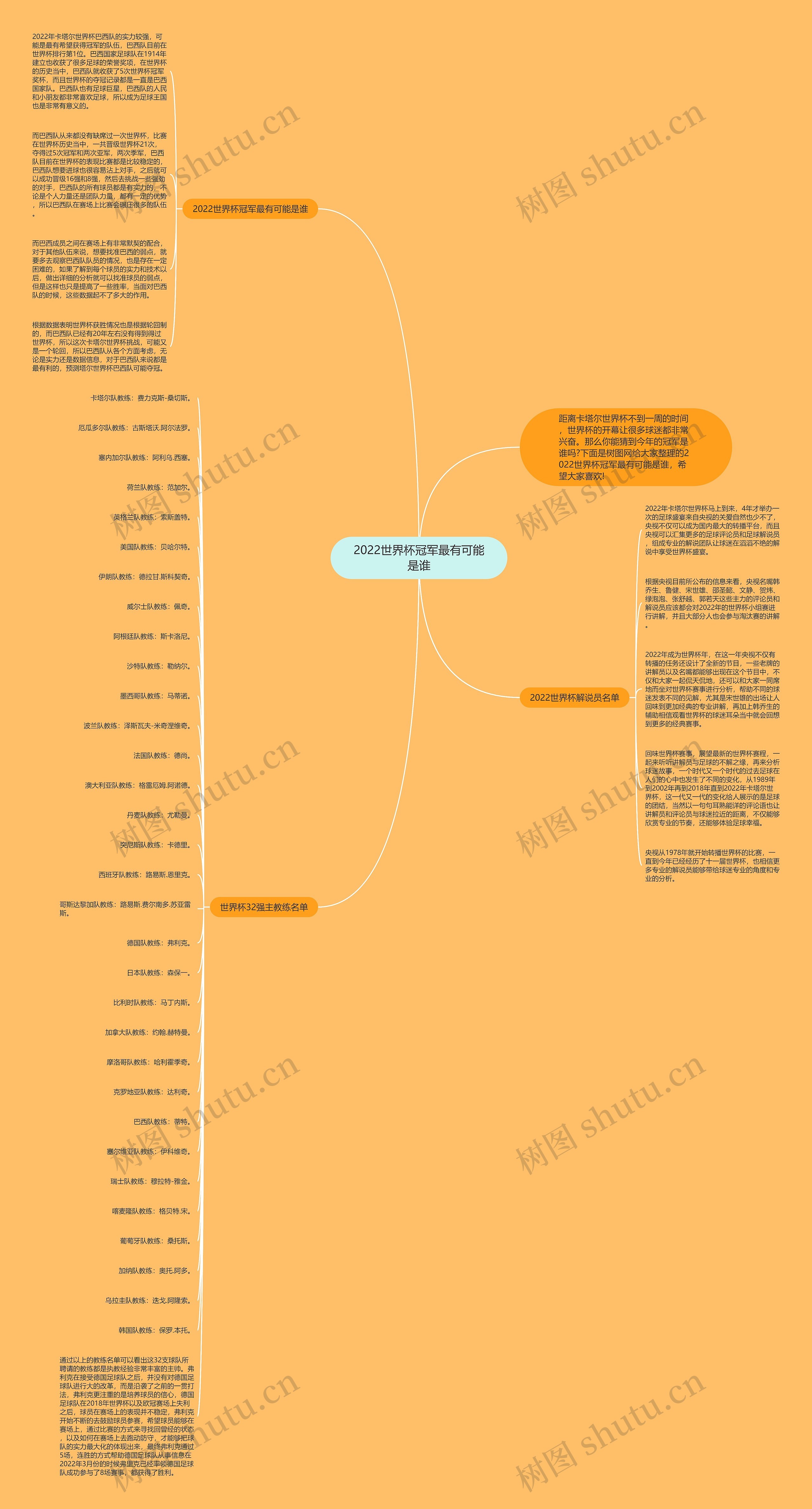2022世界杯冠军最有可能是谁思维导图