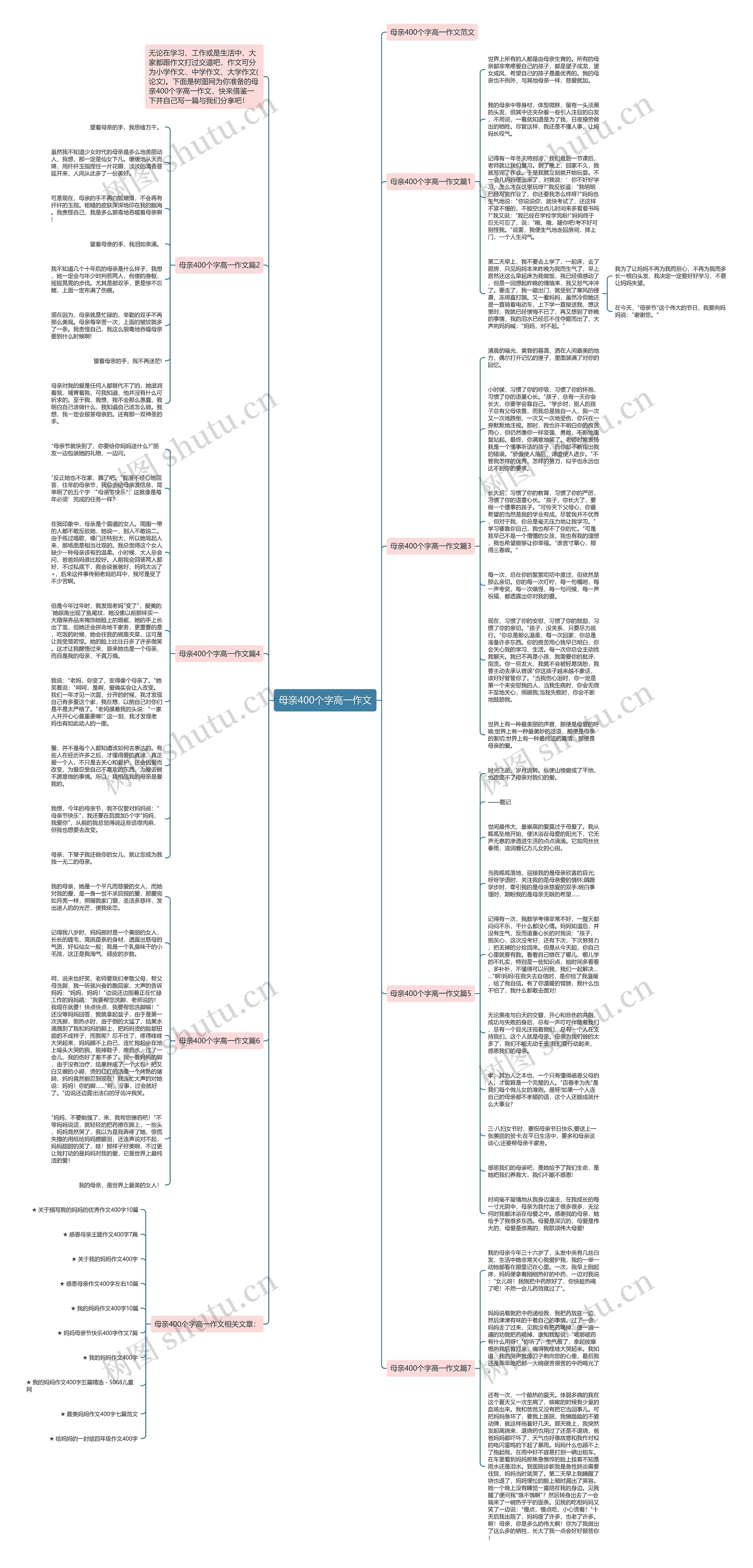母亲400个字高一作文思维导图