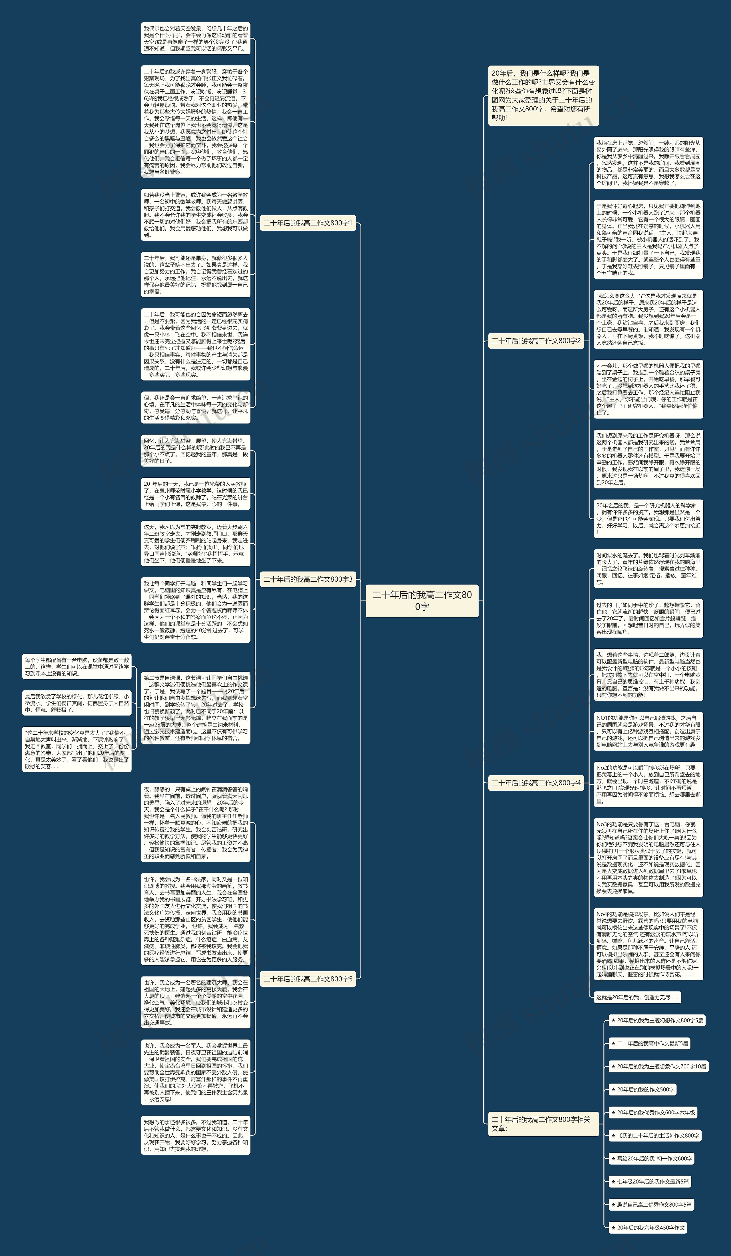 二十年后的我高二作文800字思维导图