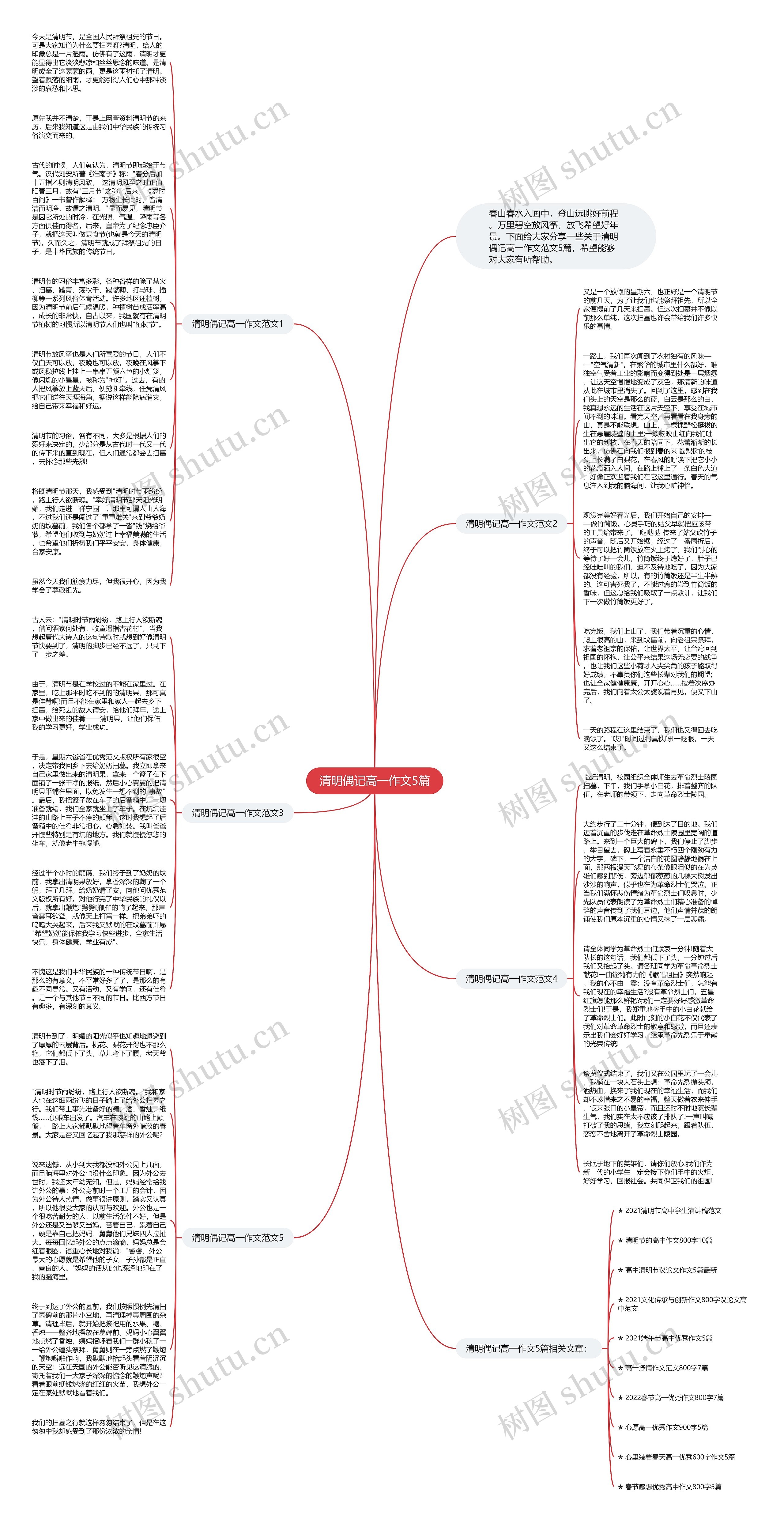 清明偶记高一作文5篇思维导图