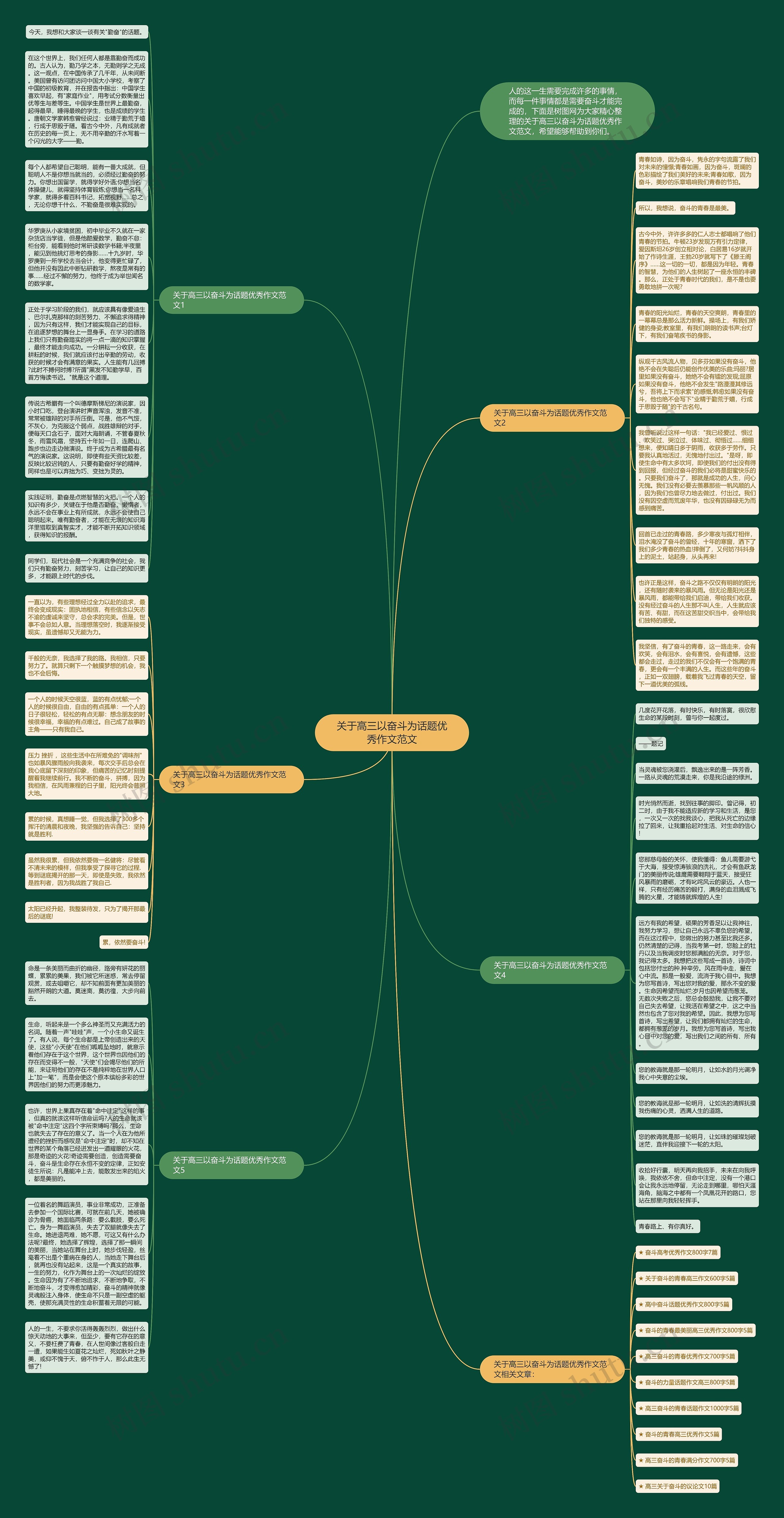 关于高三以奋斗为话题优秀作文范文思维导图