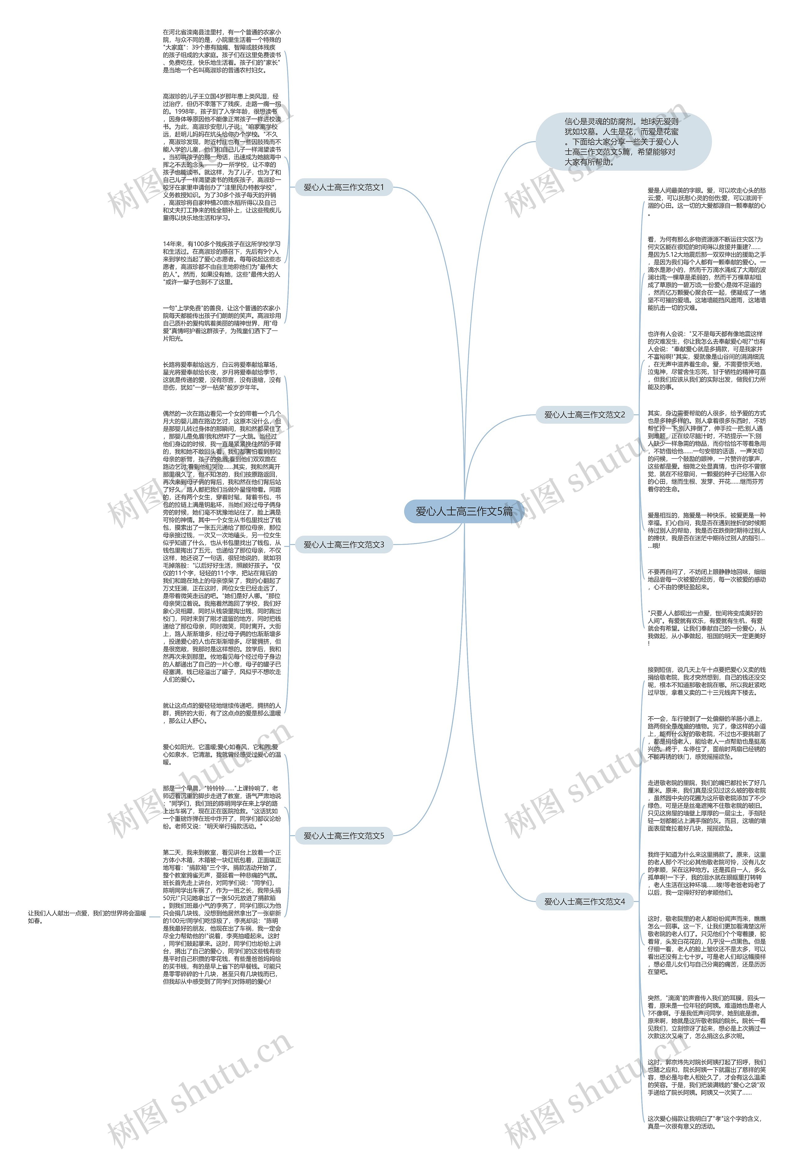 爱心人士高三作文5篇思维导图