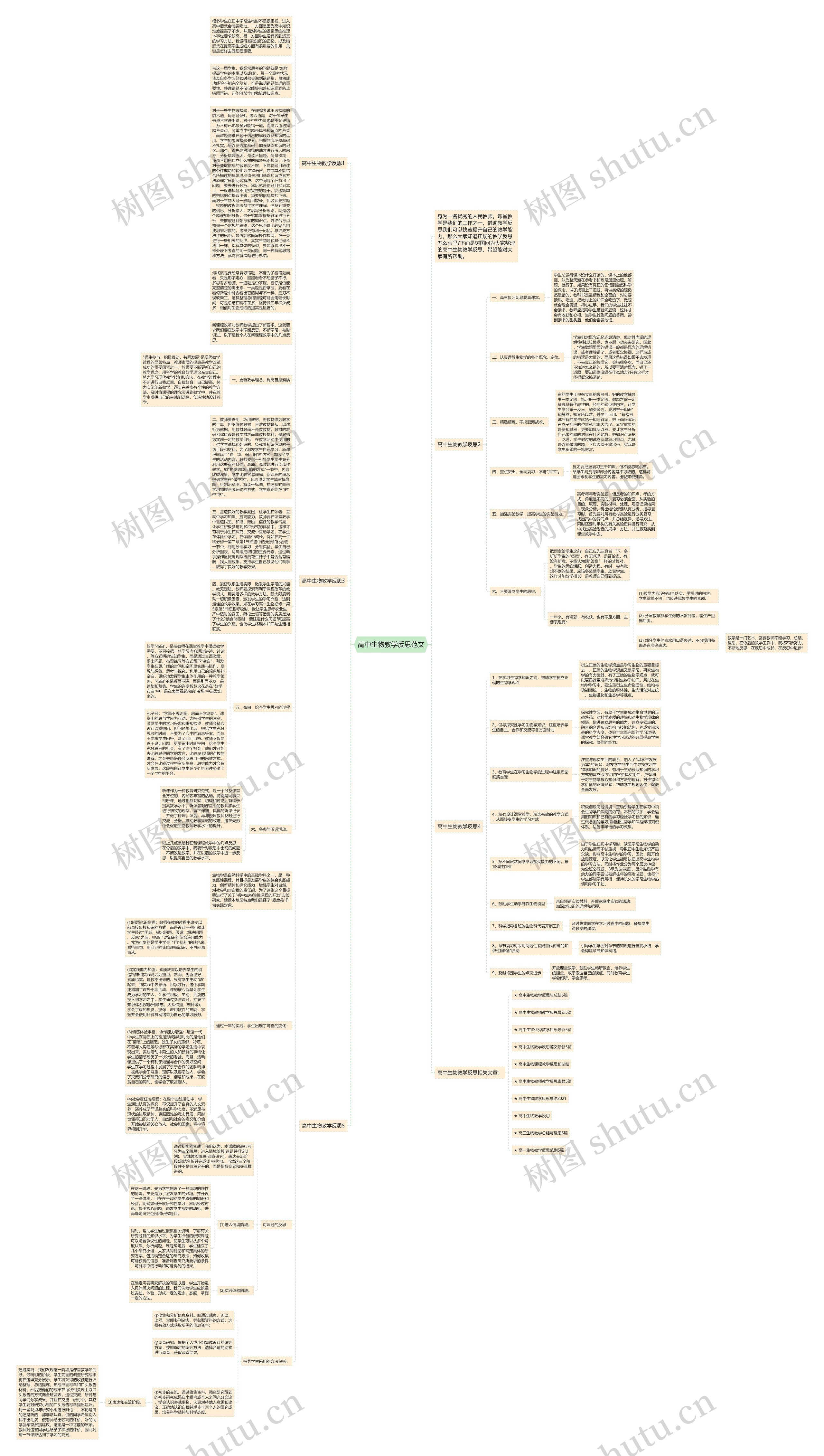 高中生物教学反思范文思维导图