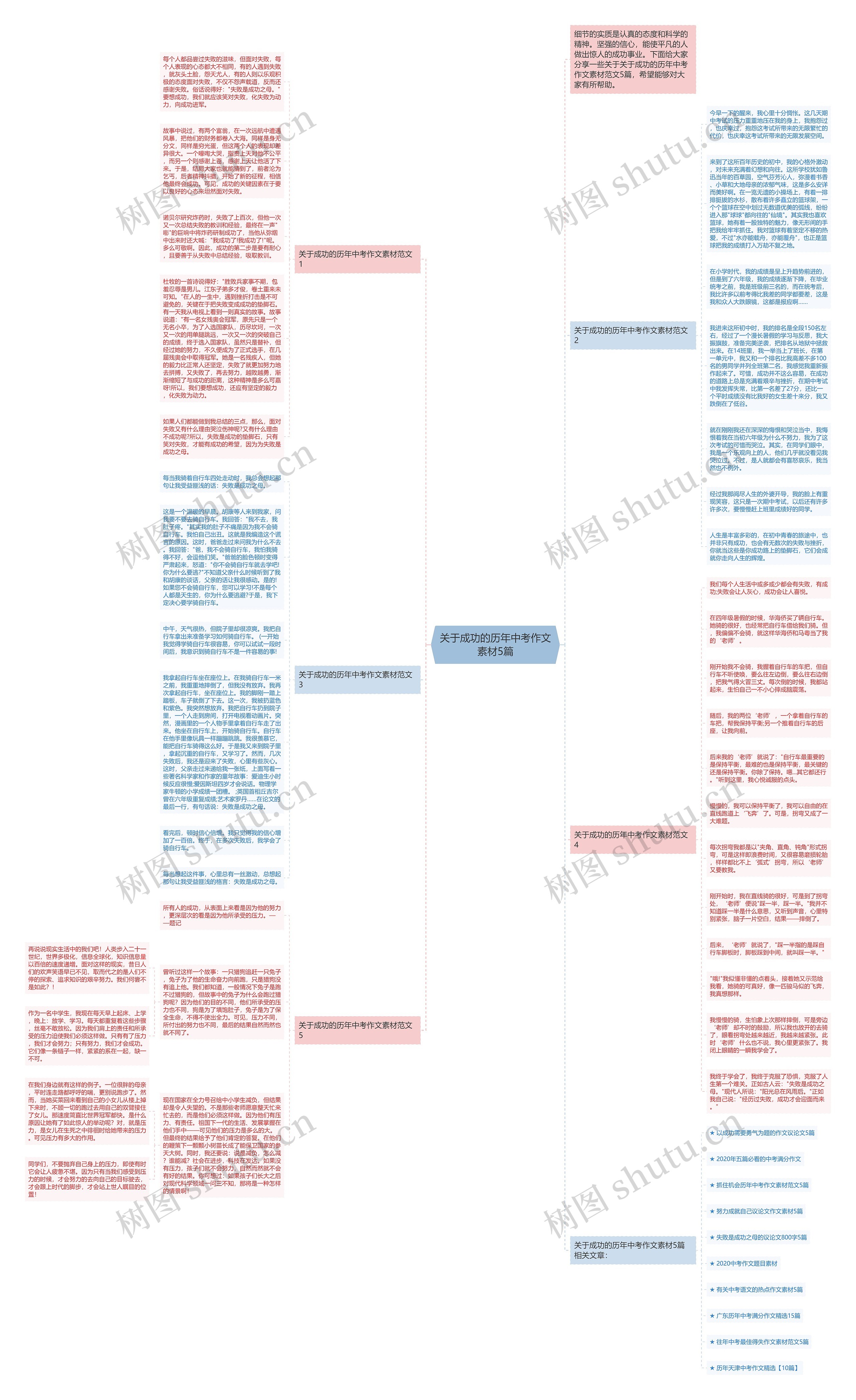 关于成功的历年中考作文素材5篇思维导图