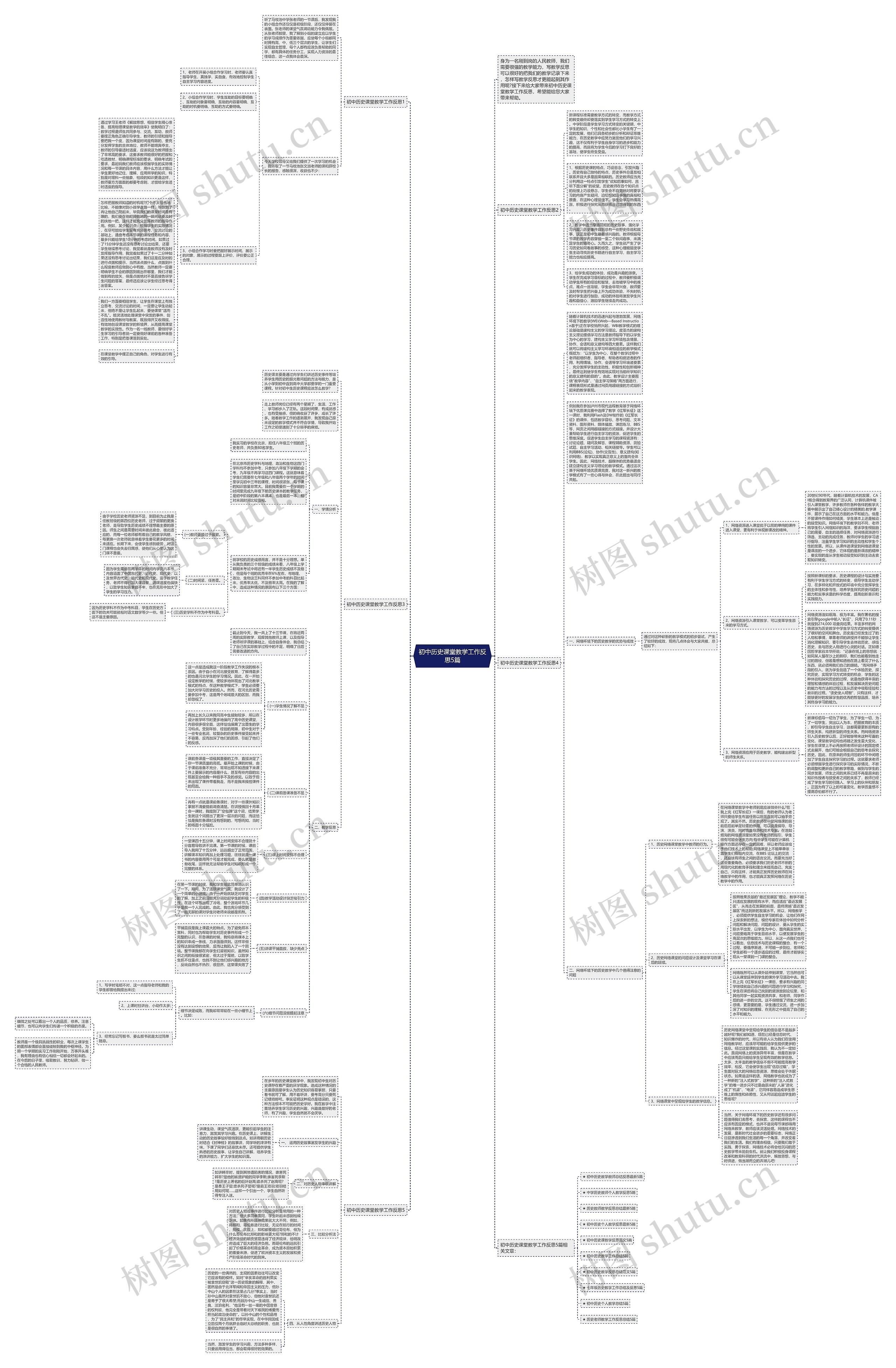初中历史课堂教学工作反思5篇思维导图