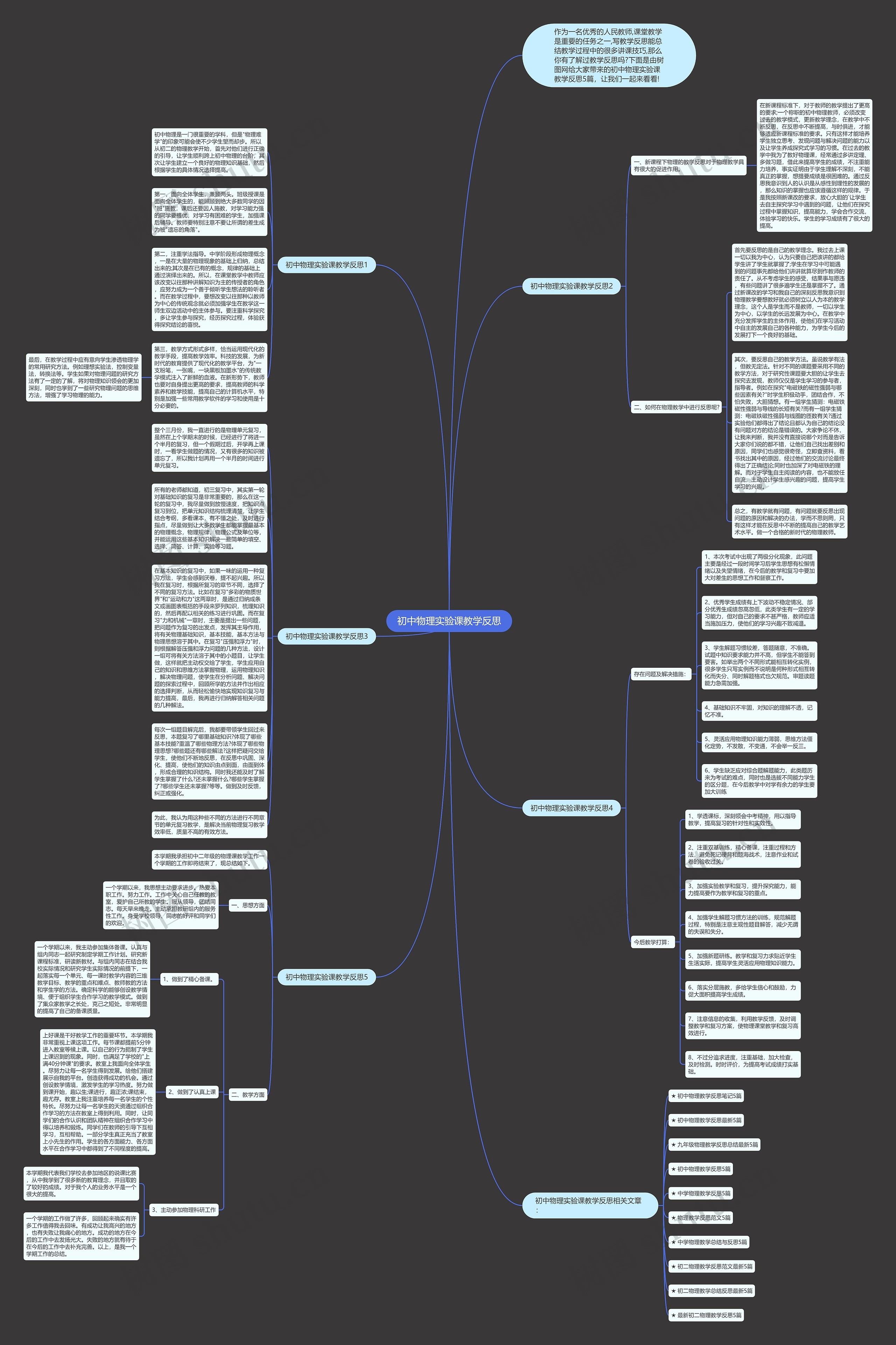 初中物理实验课教学反思思维导图