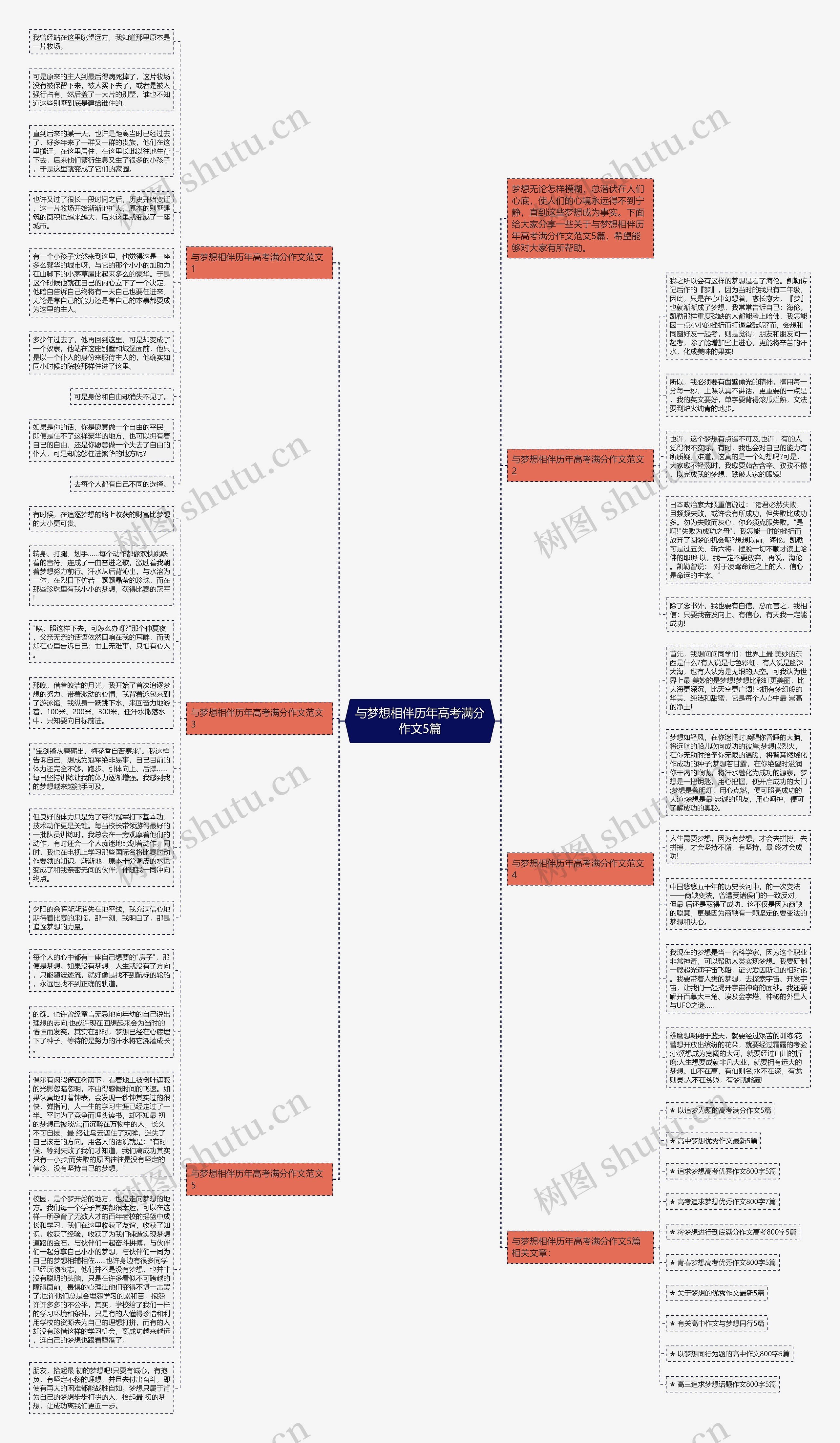 与梦想相伴历年高考满分作文5篇思维导图