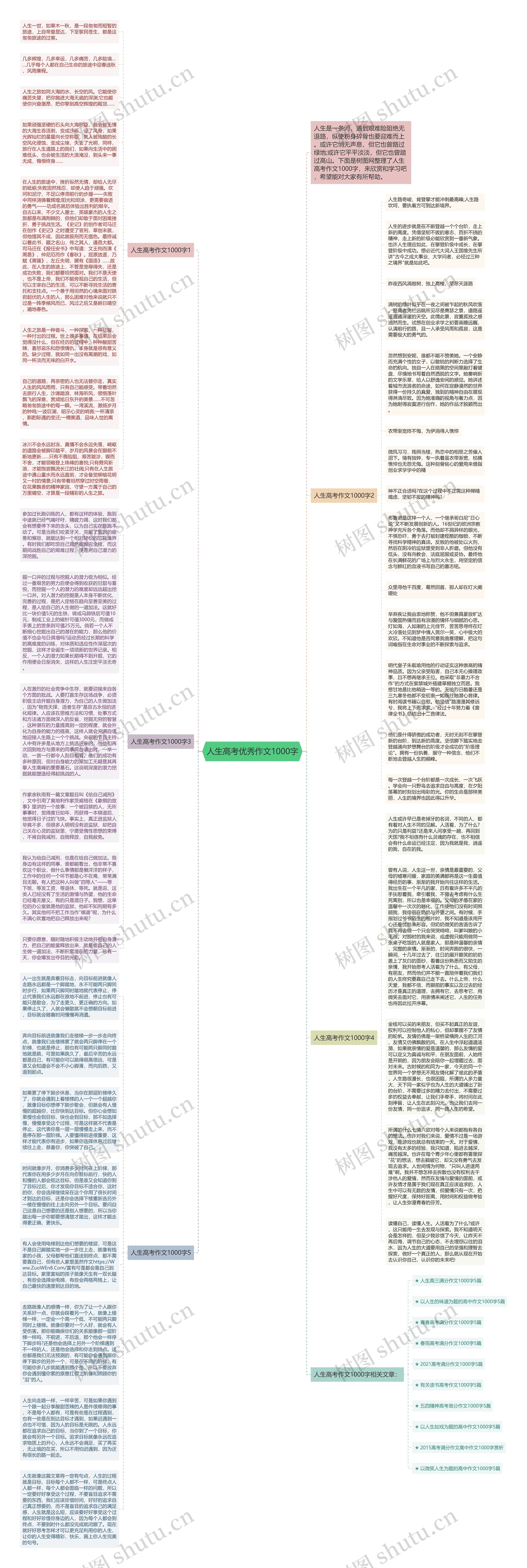 人生高考优秀作文1000字思维导图