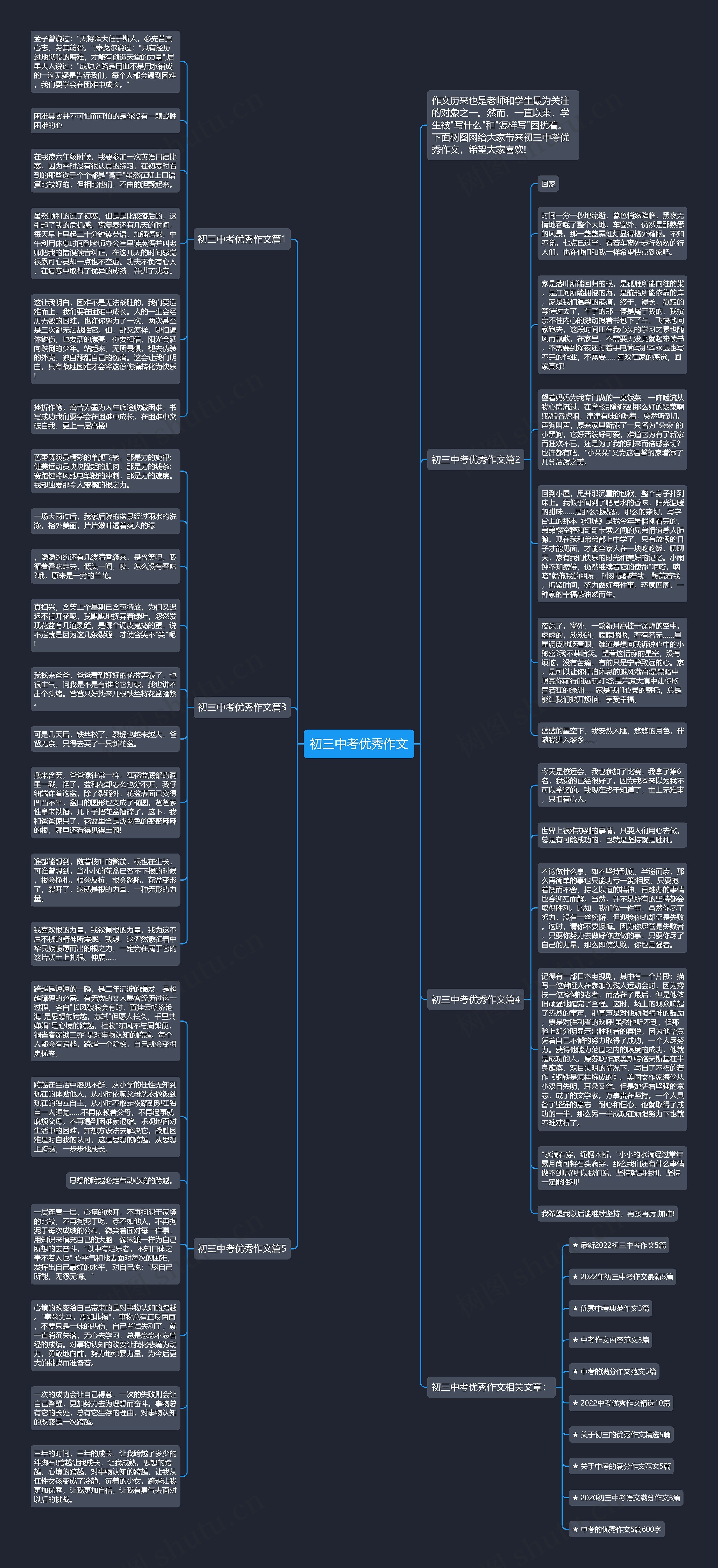 初三中考优秀作文思维导图