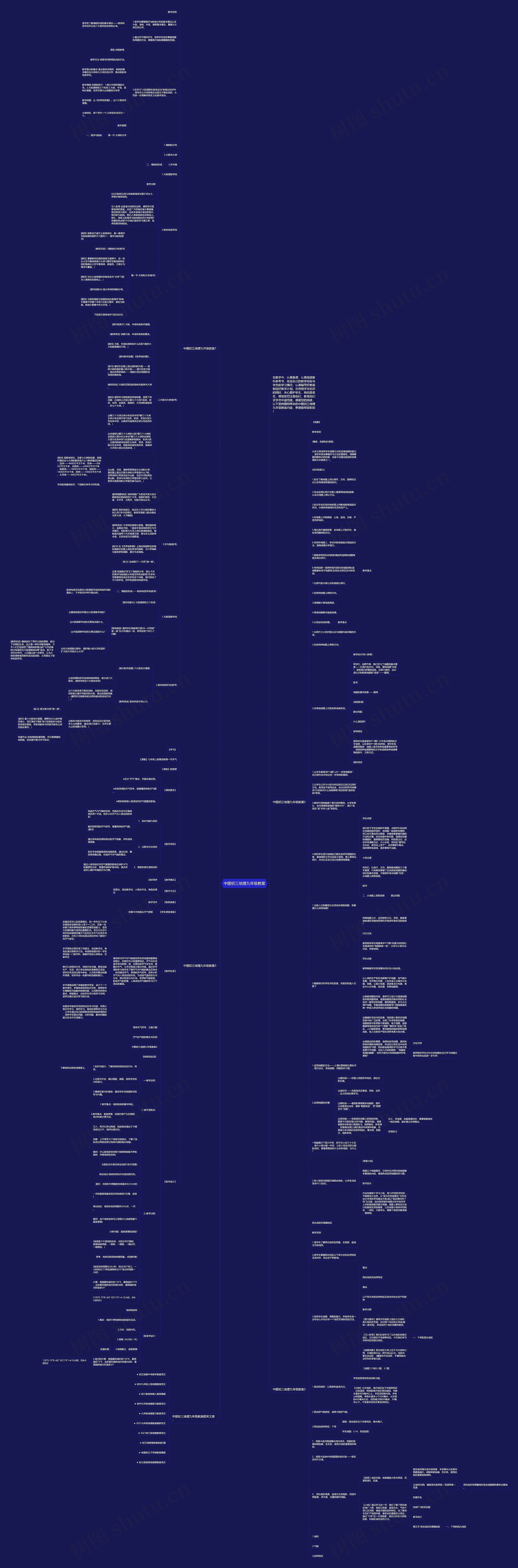 中图初三地理九年级教案思维导图