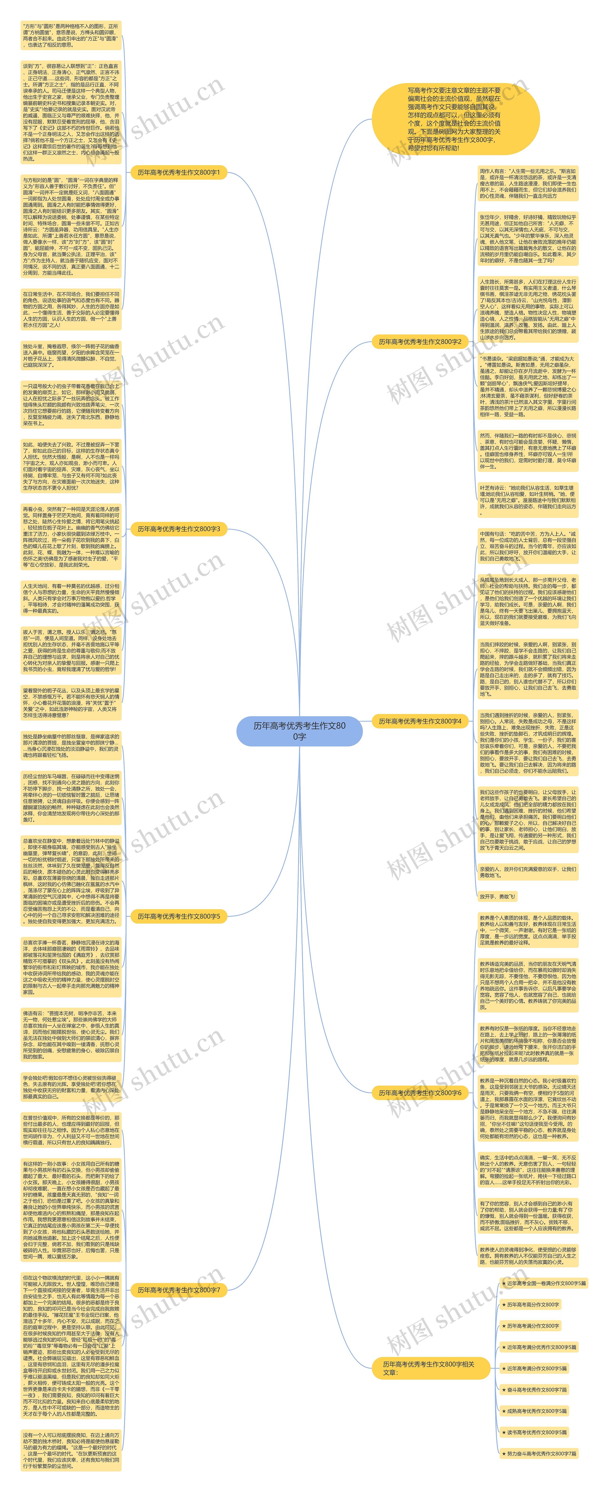 历年高考优秀考生作文800字思维导图