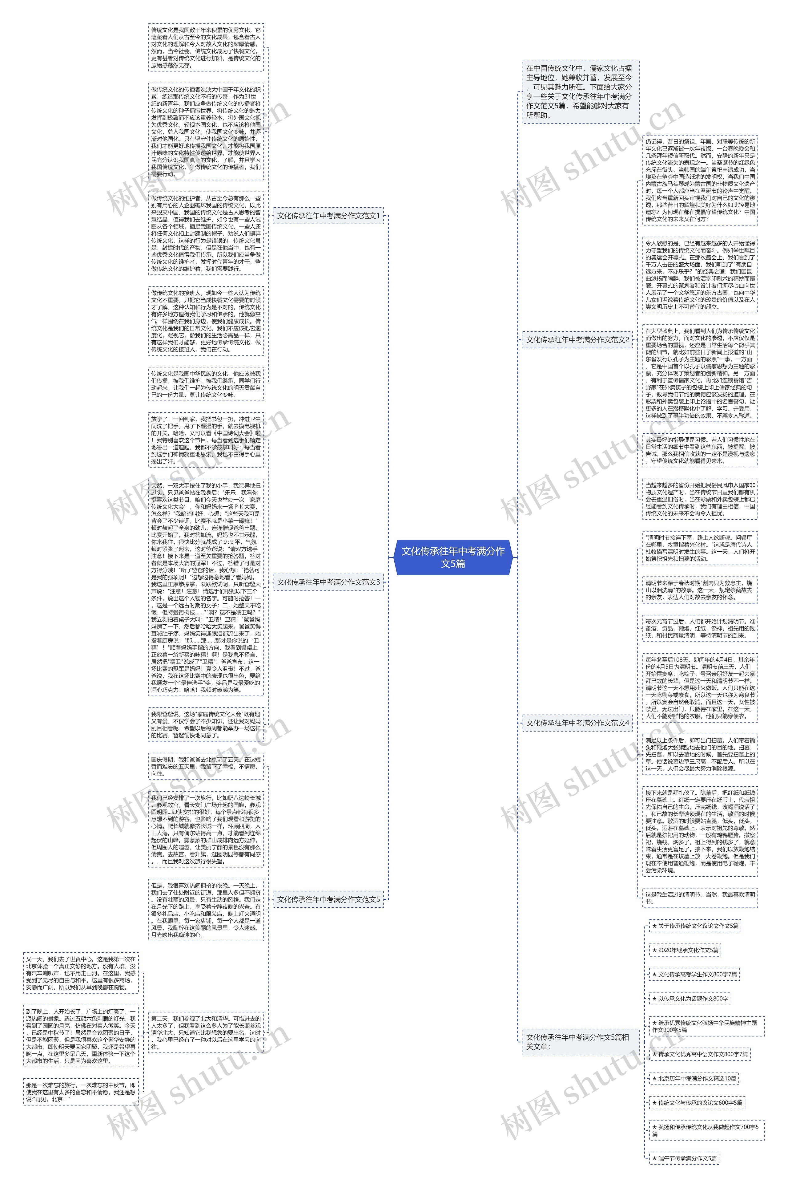 文化传承往年中考满分作文5篇思维导图