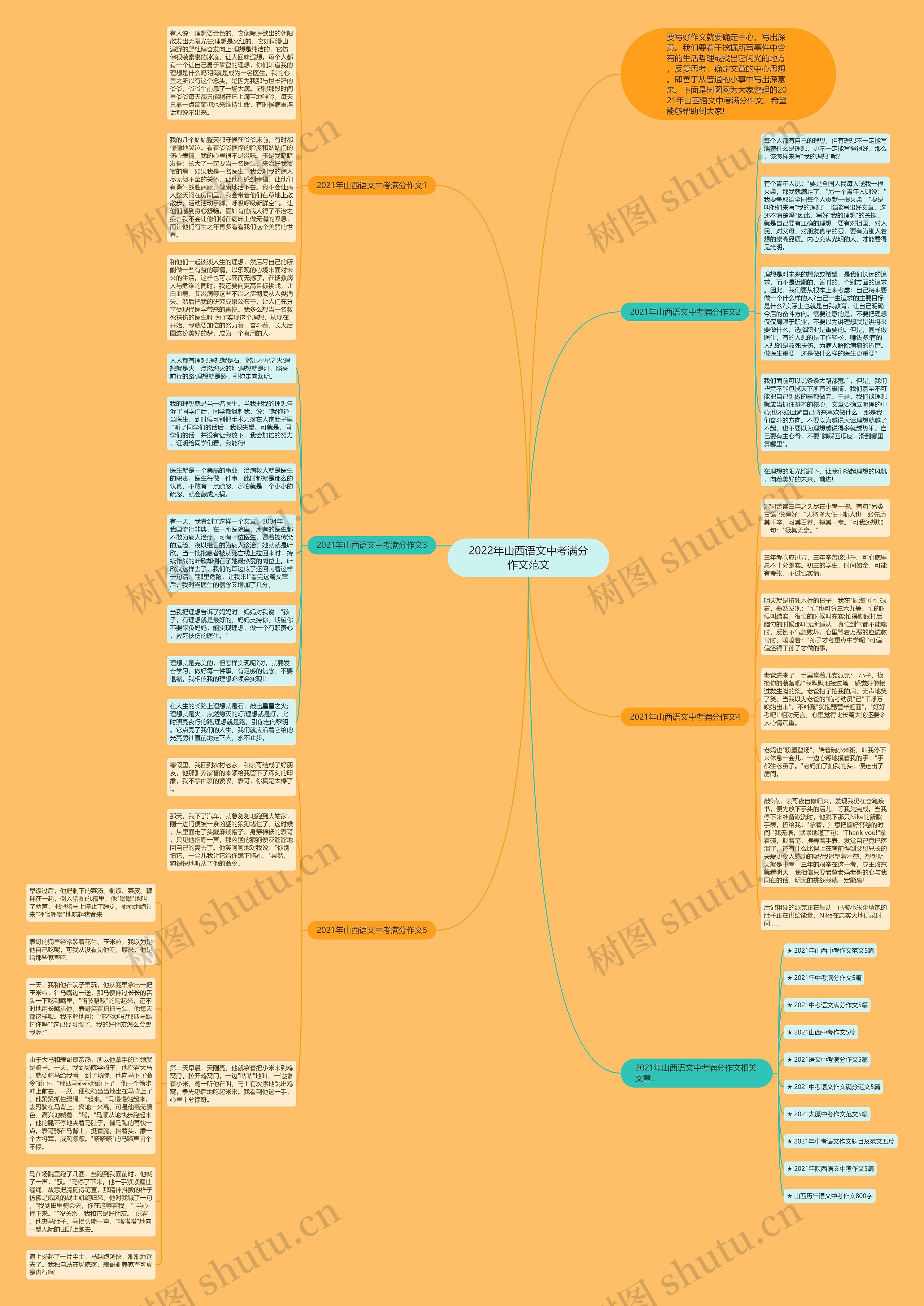 2022年山西语文中考满分作文范文思维导图