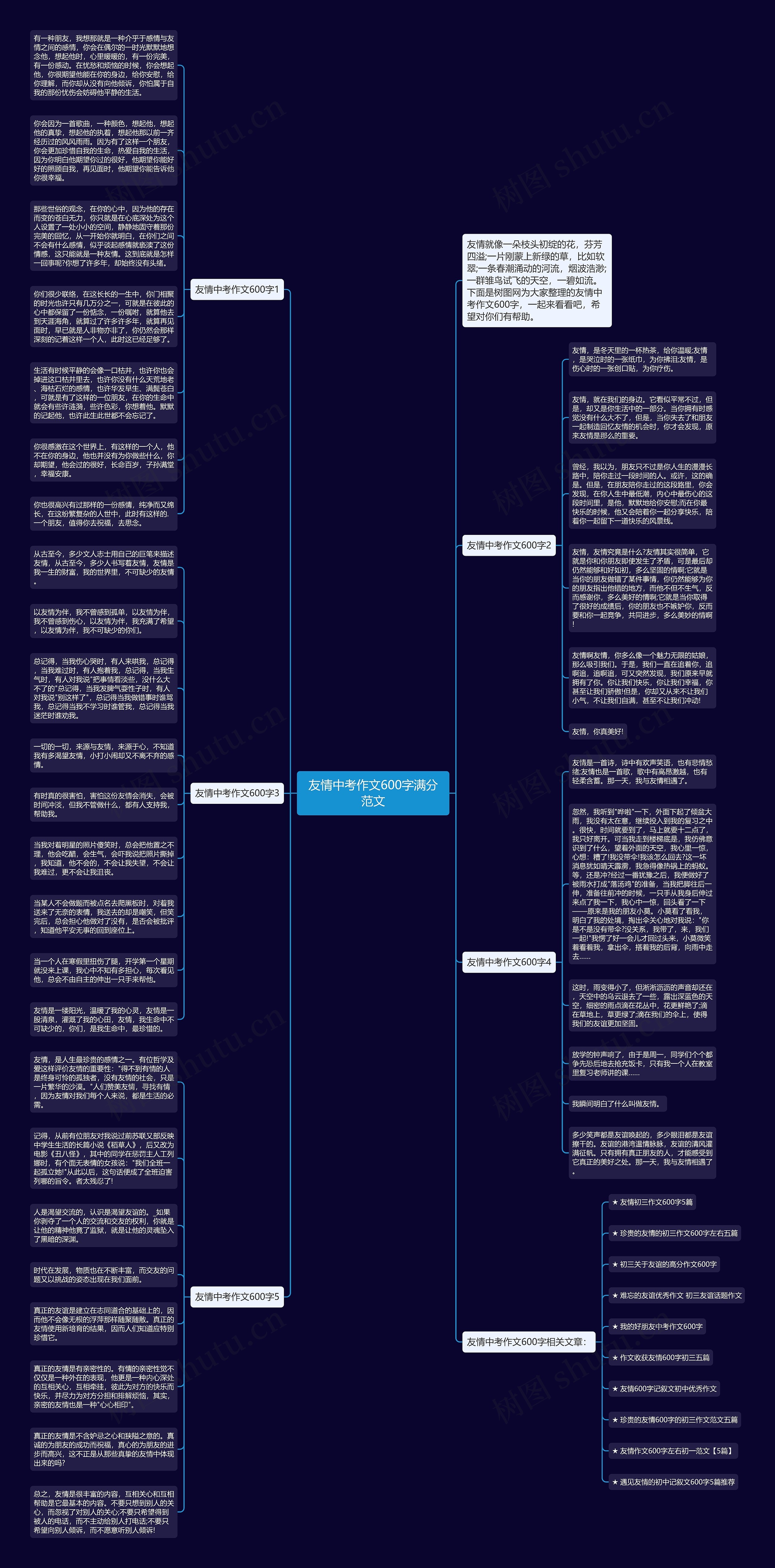 友情中考作文600字满分范文思维导图