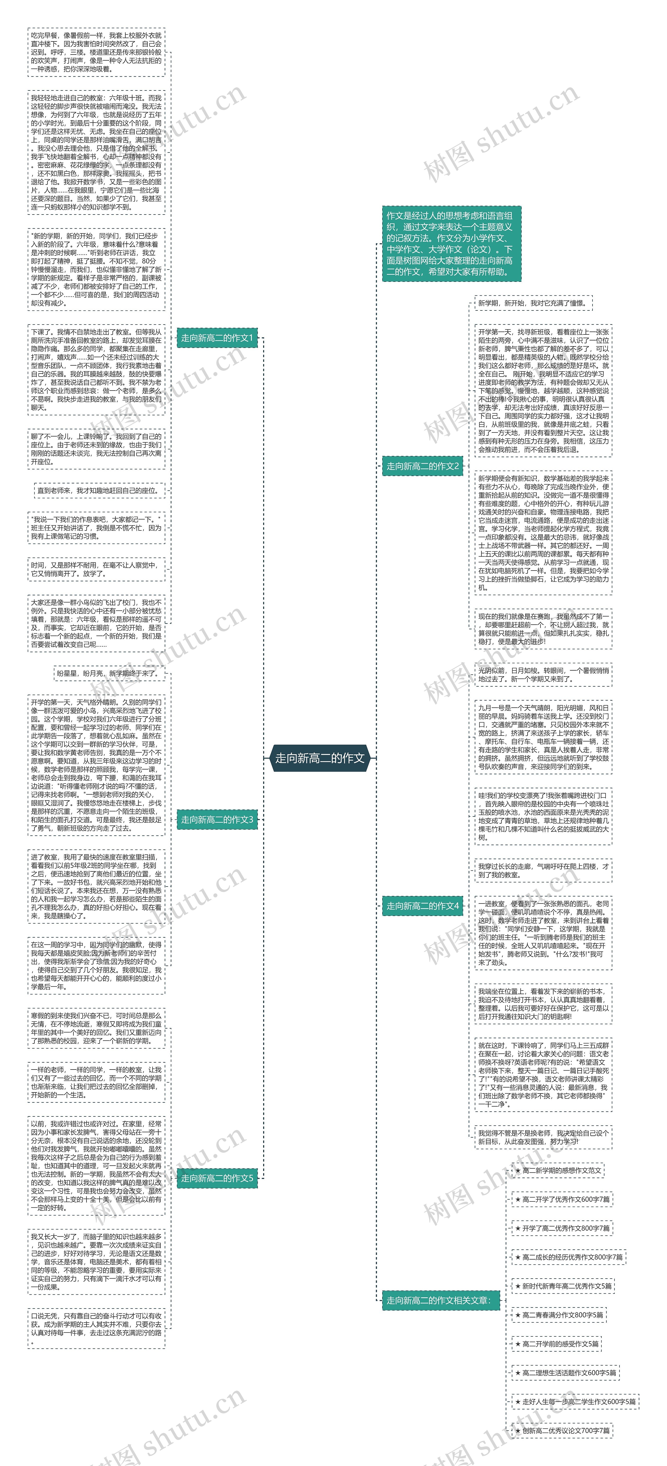 走向新高二的作文思维导图高清图 走向新高二的作文思维导图
