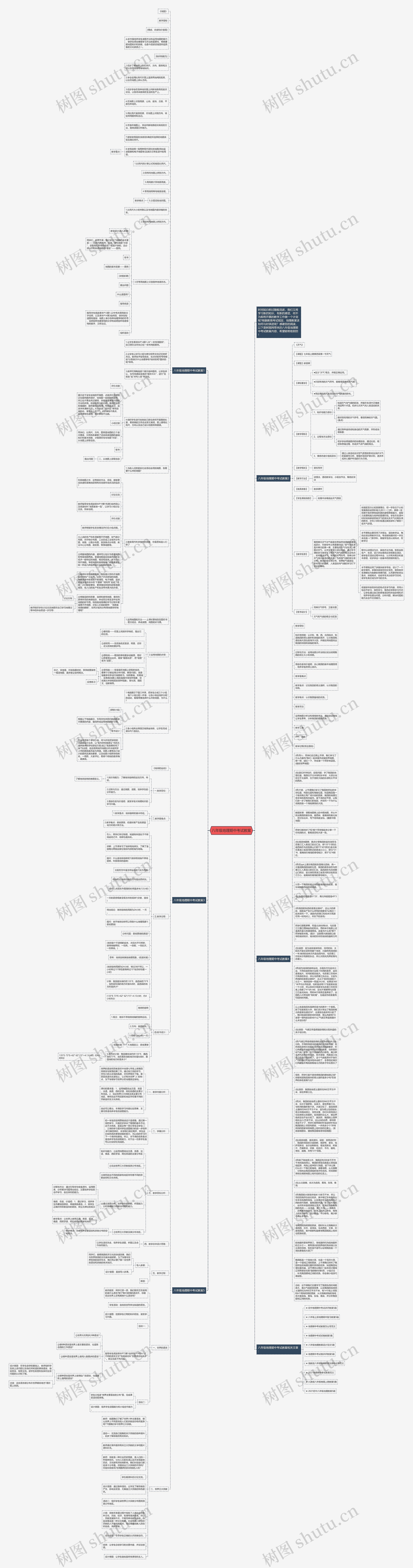 八年级地理期中考试教案思维导图