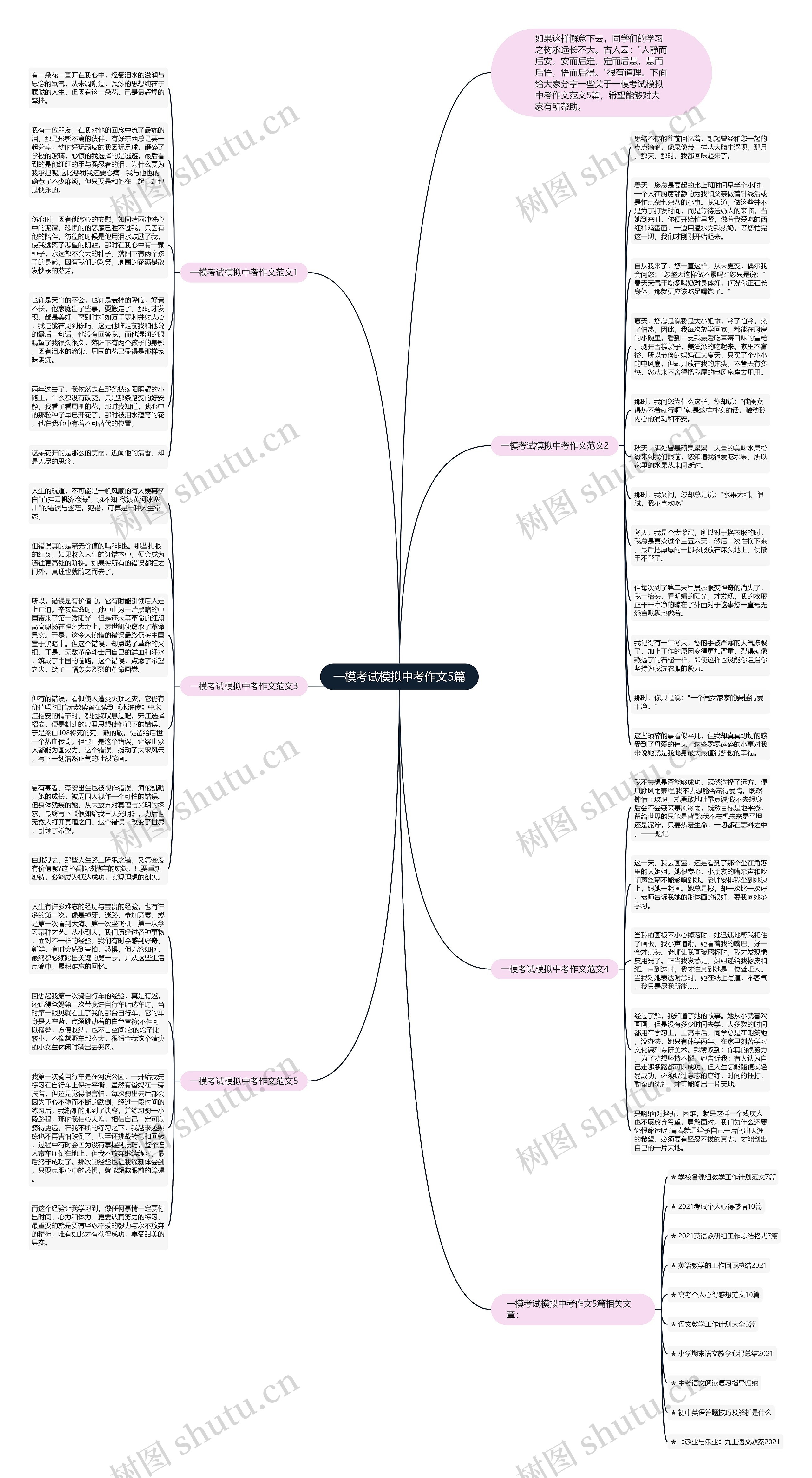 一模考试模拟中考作文5篇思维导图