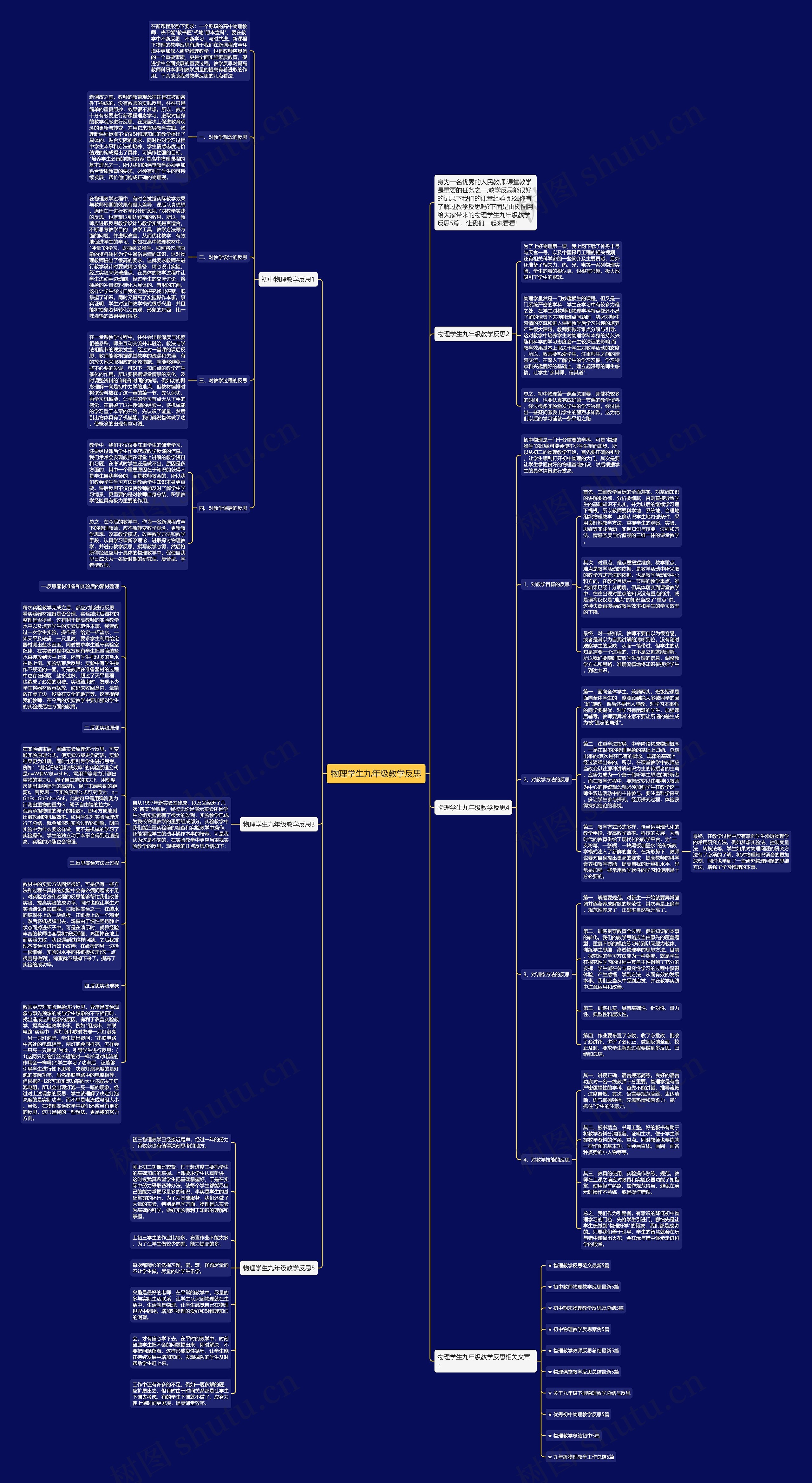 物理学生九年级教学反思思维导图