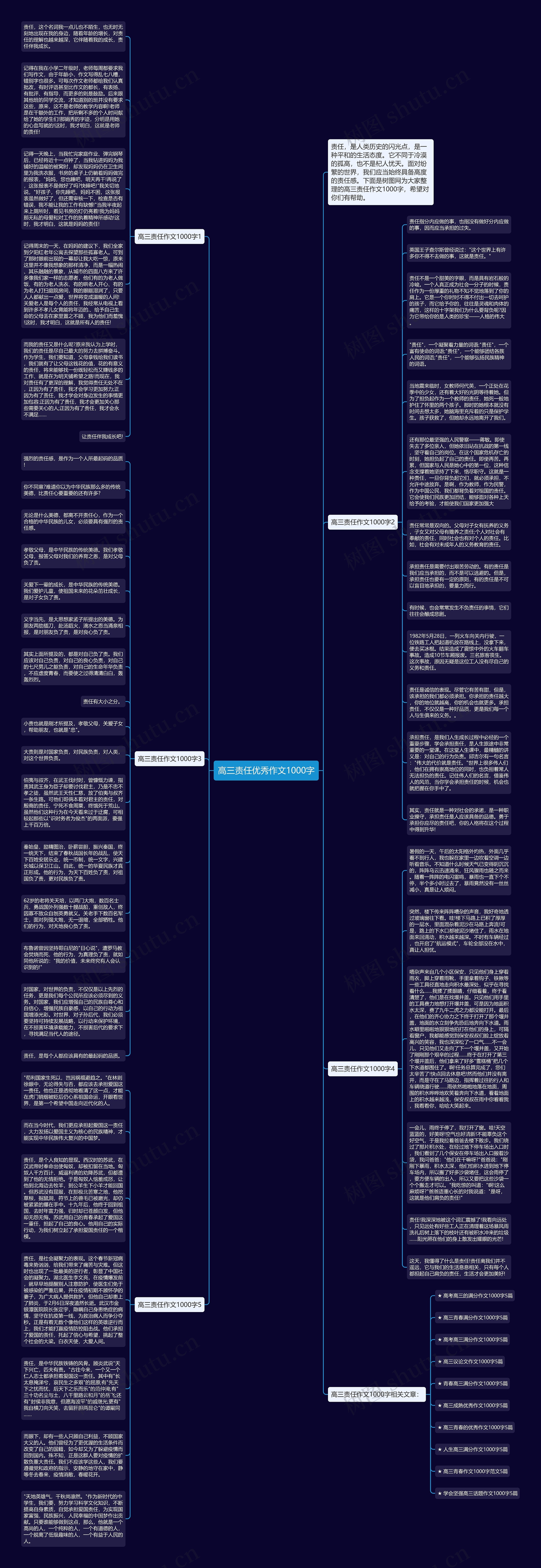 高三责任优秀作文1000字思维导图