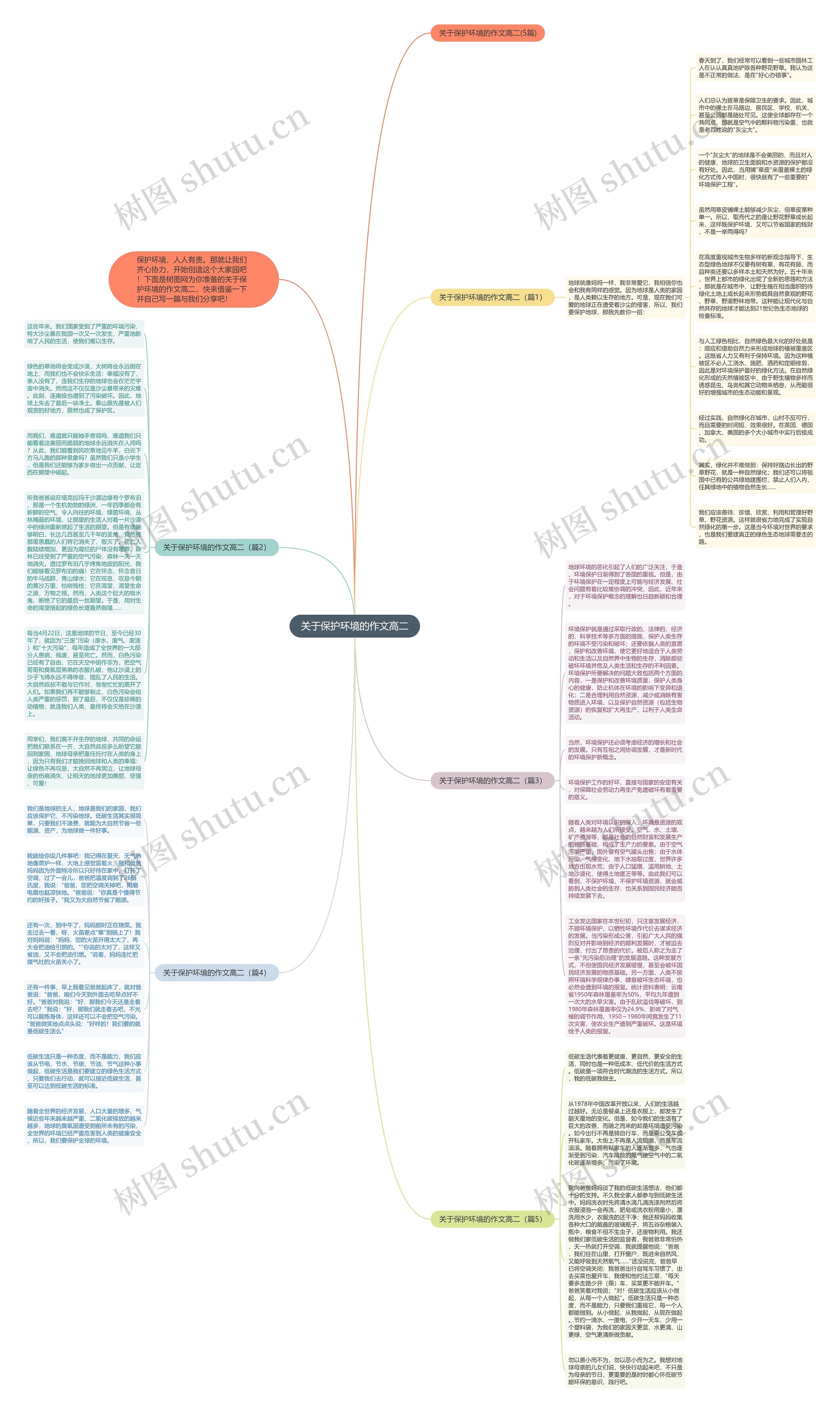 关于保护环境的作文高二思维导图