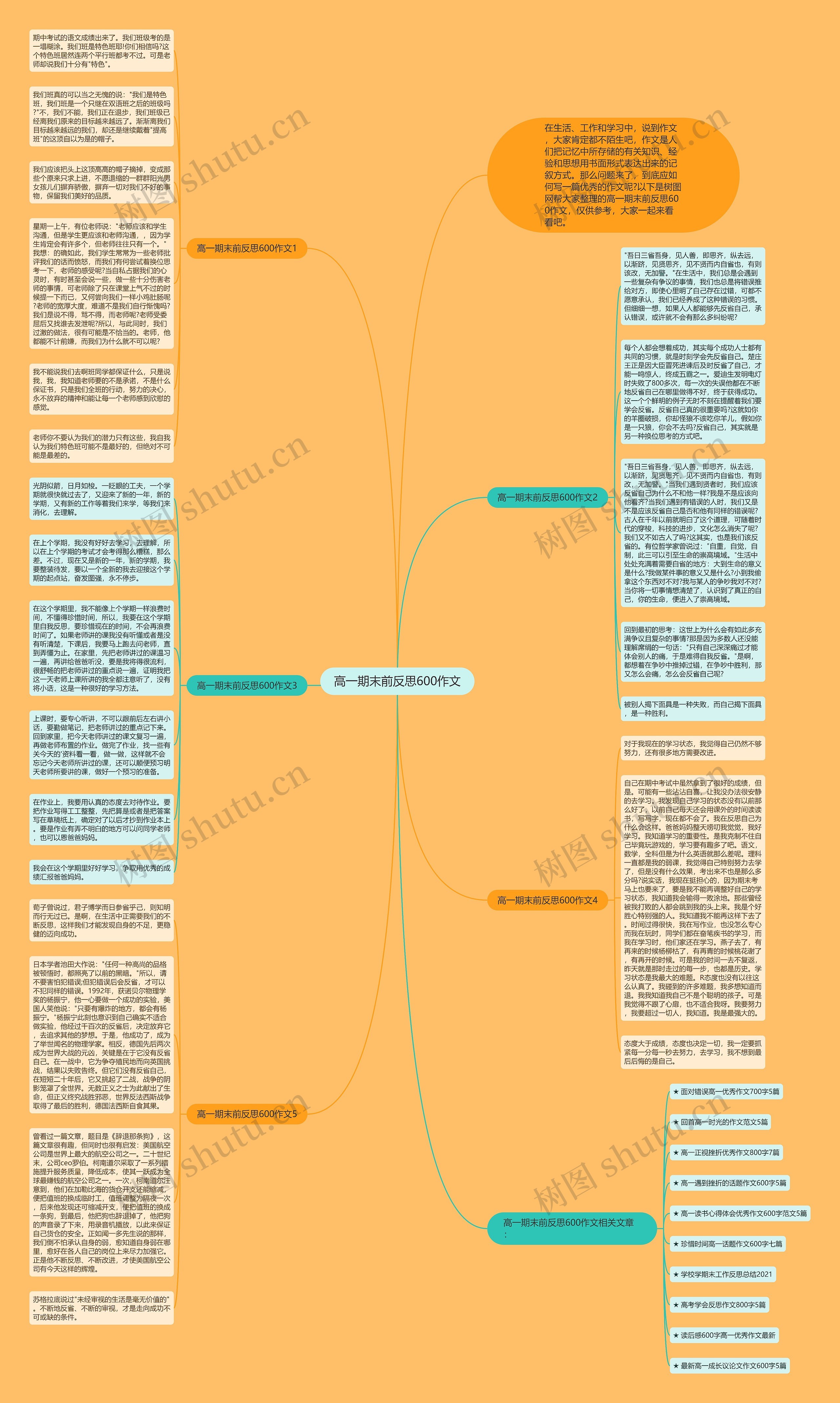 高一期末前反思600作文思维导图