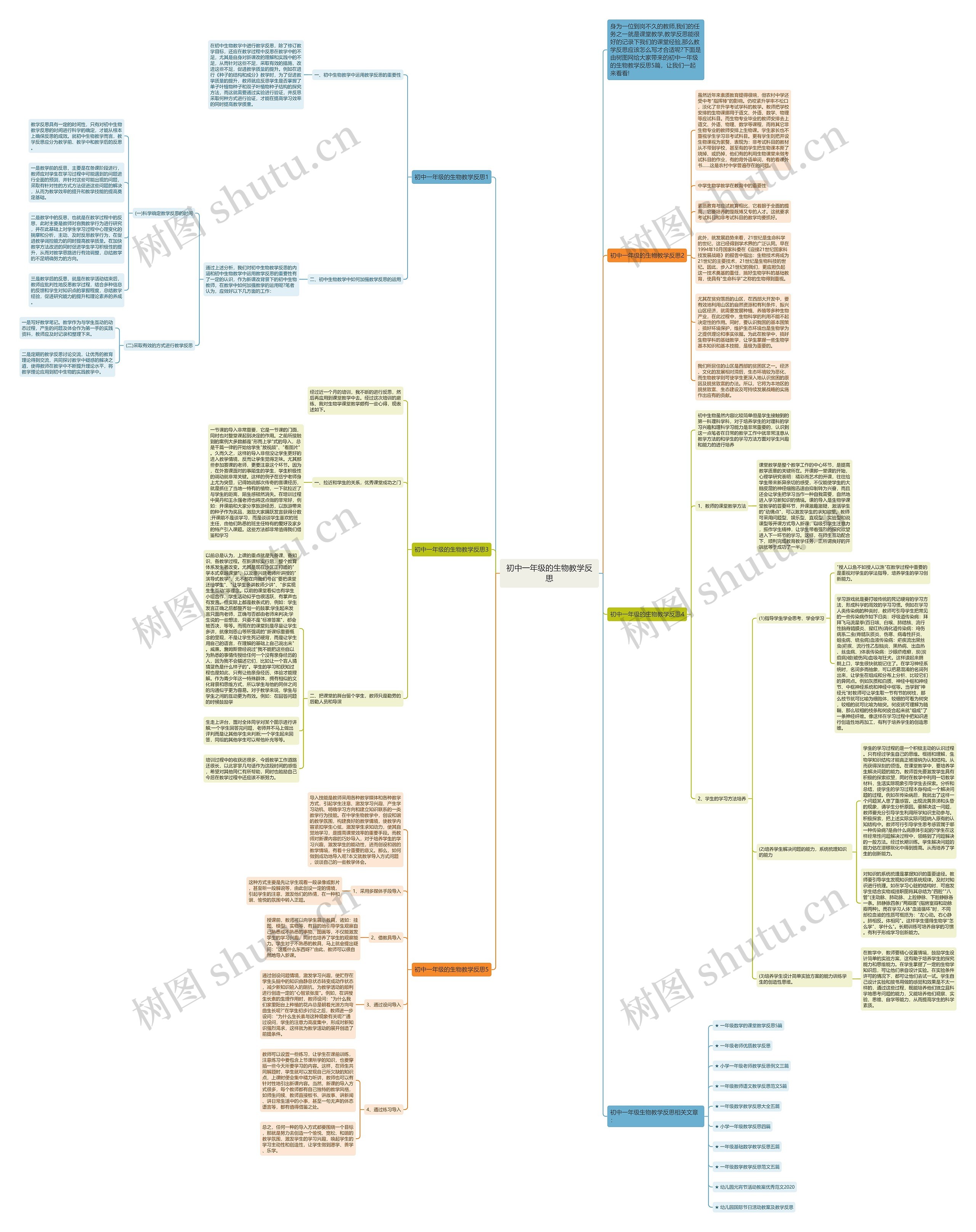初中一年级的生物教学反思思维导图