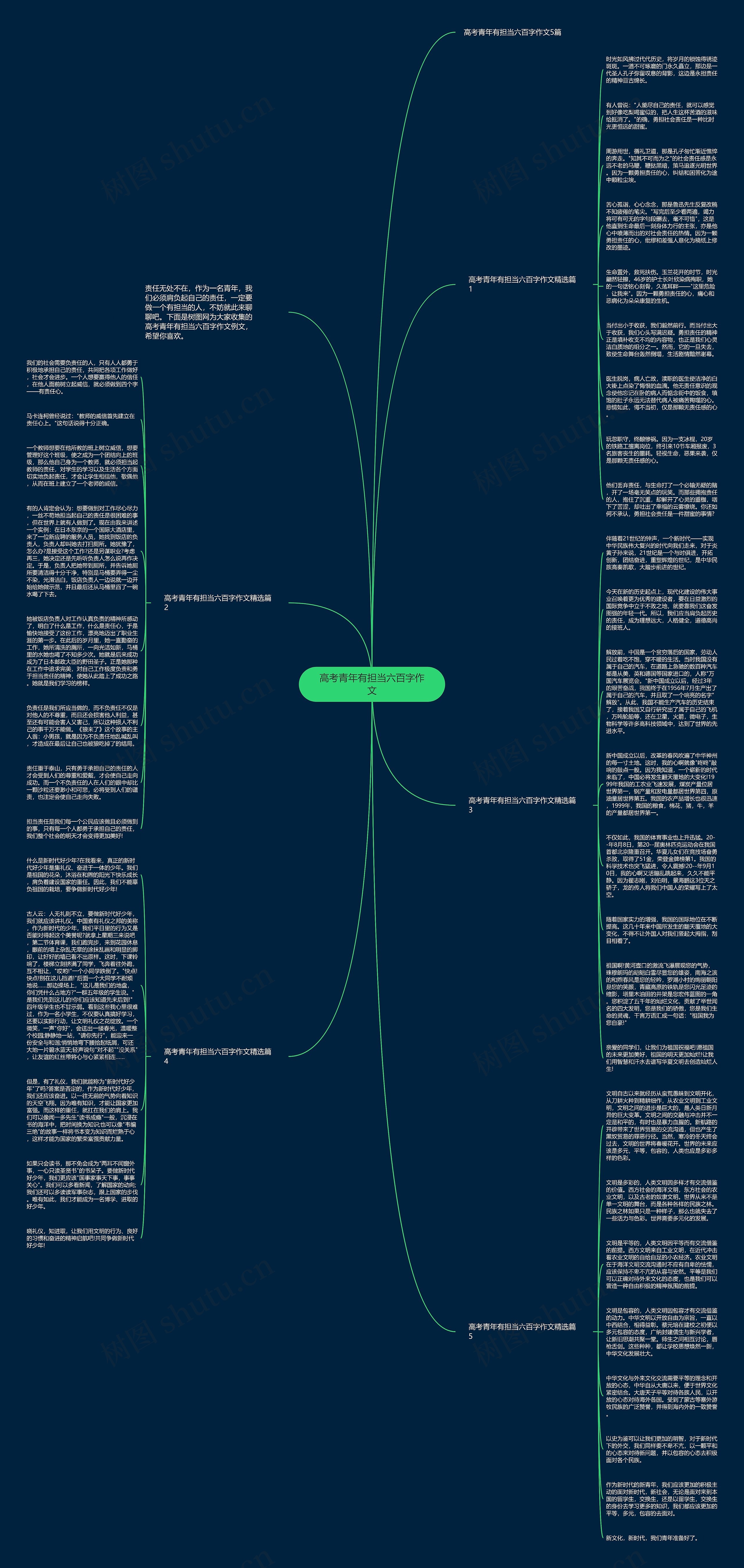 高考青年有担当六百字作文思维导图