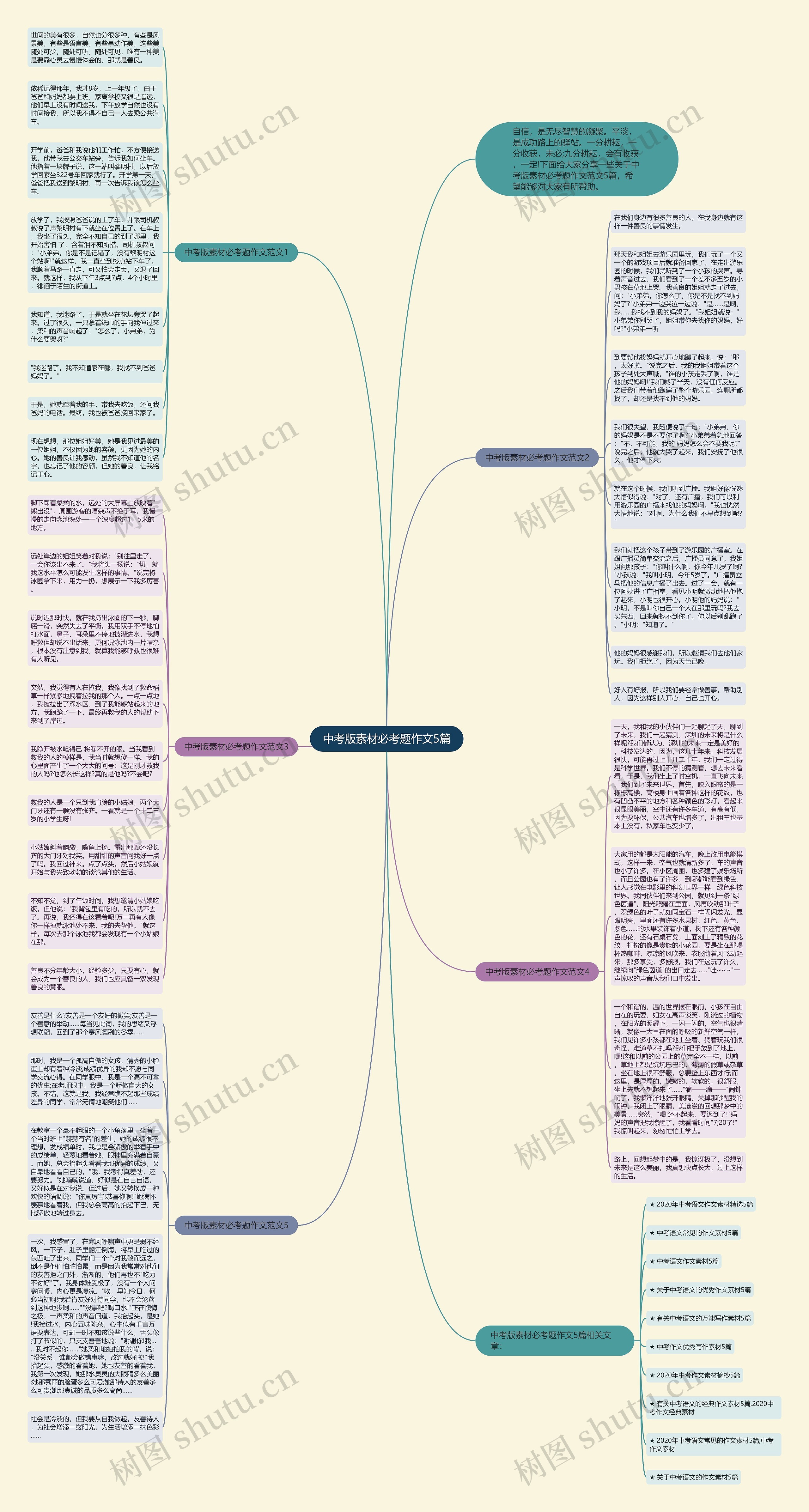 中考版素材必考题作文5篇思维导图
