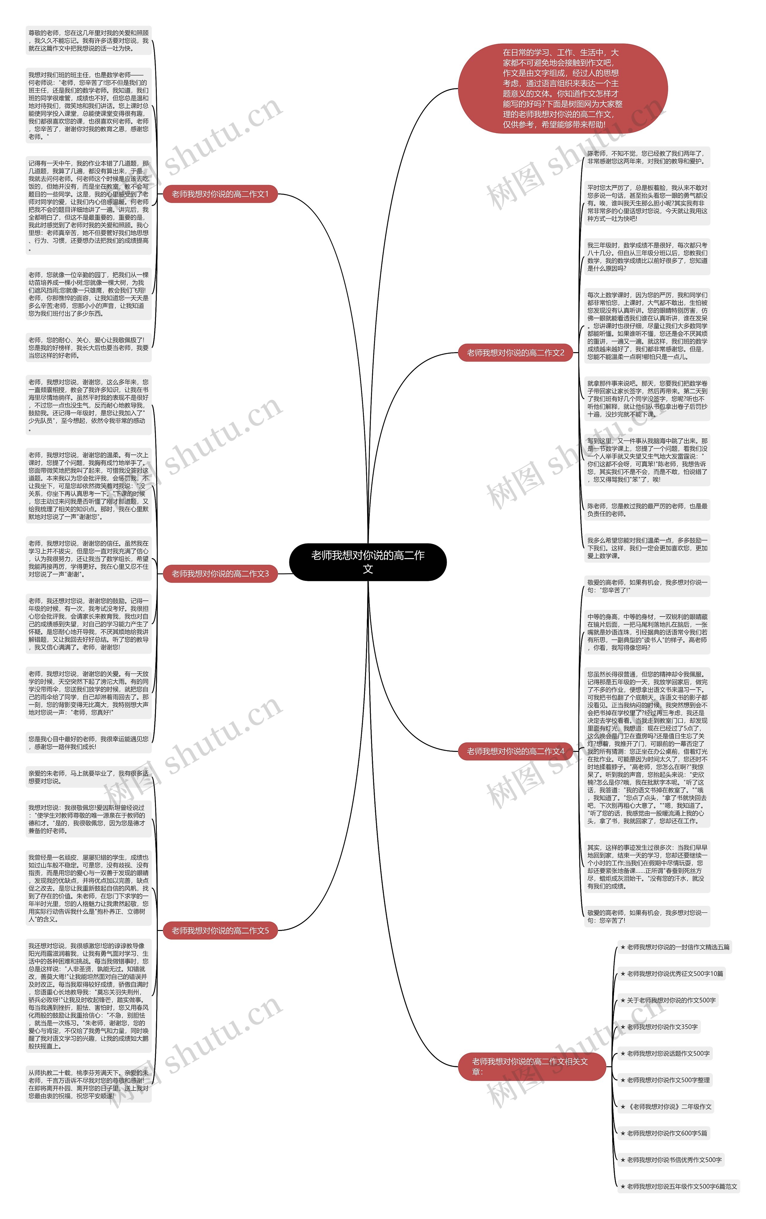 老师我想对你说的高二作文思维导图