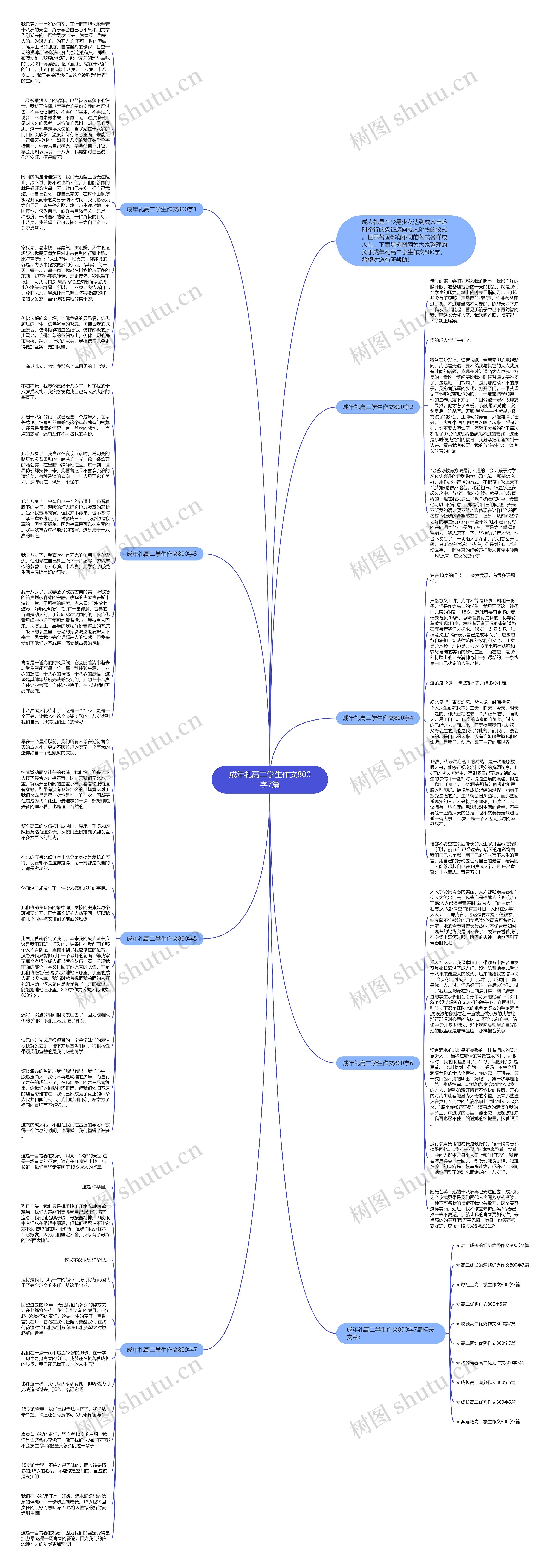 成年礼高二学生作文800字7篇思维导图