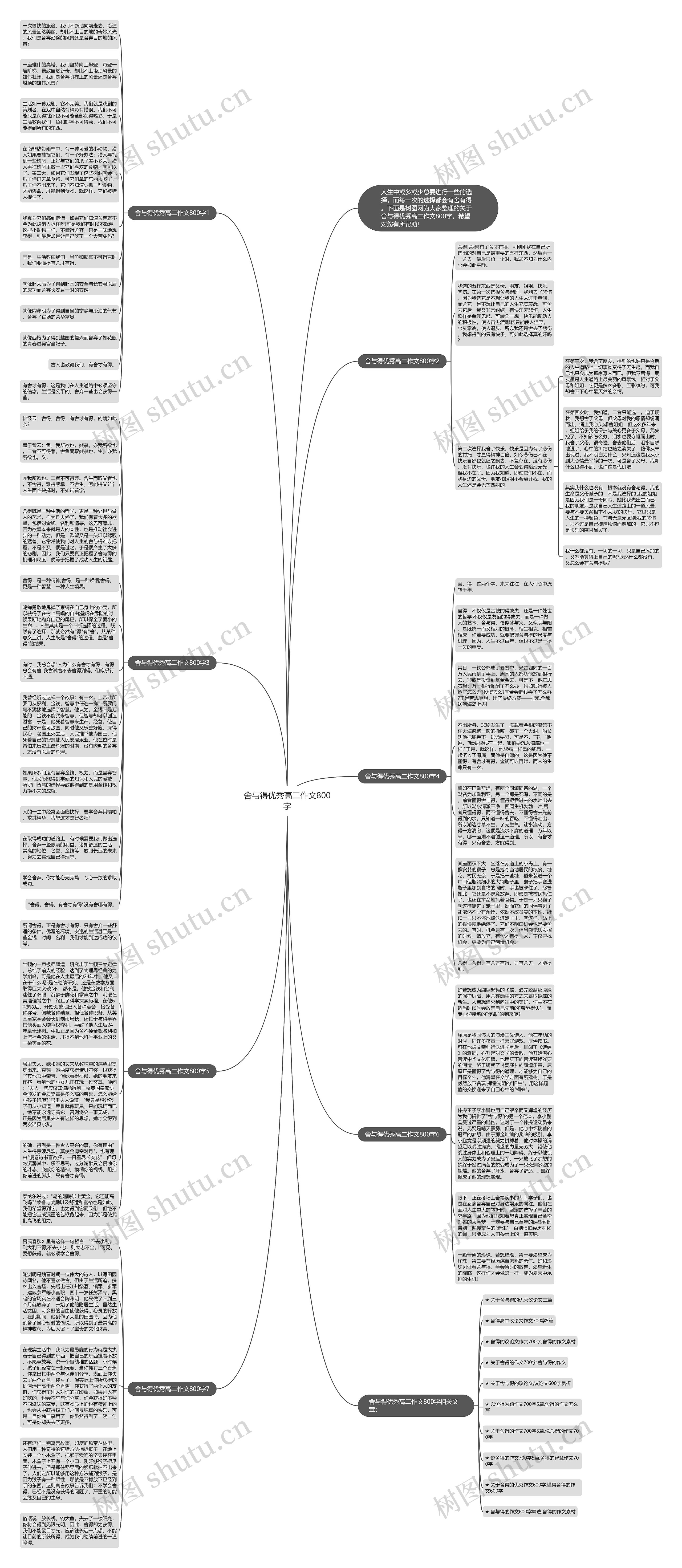 舍与得优秀高二作文800字思维导图