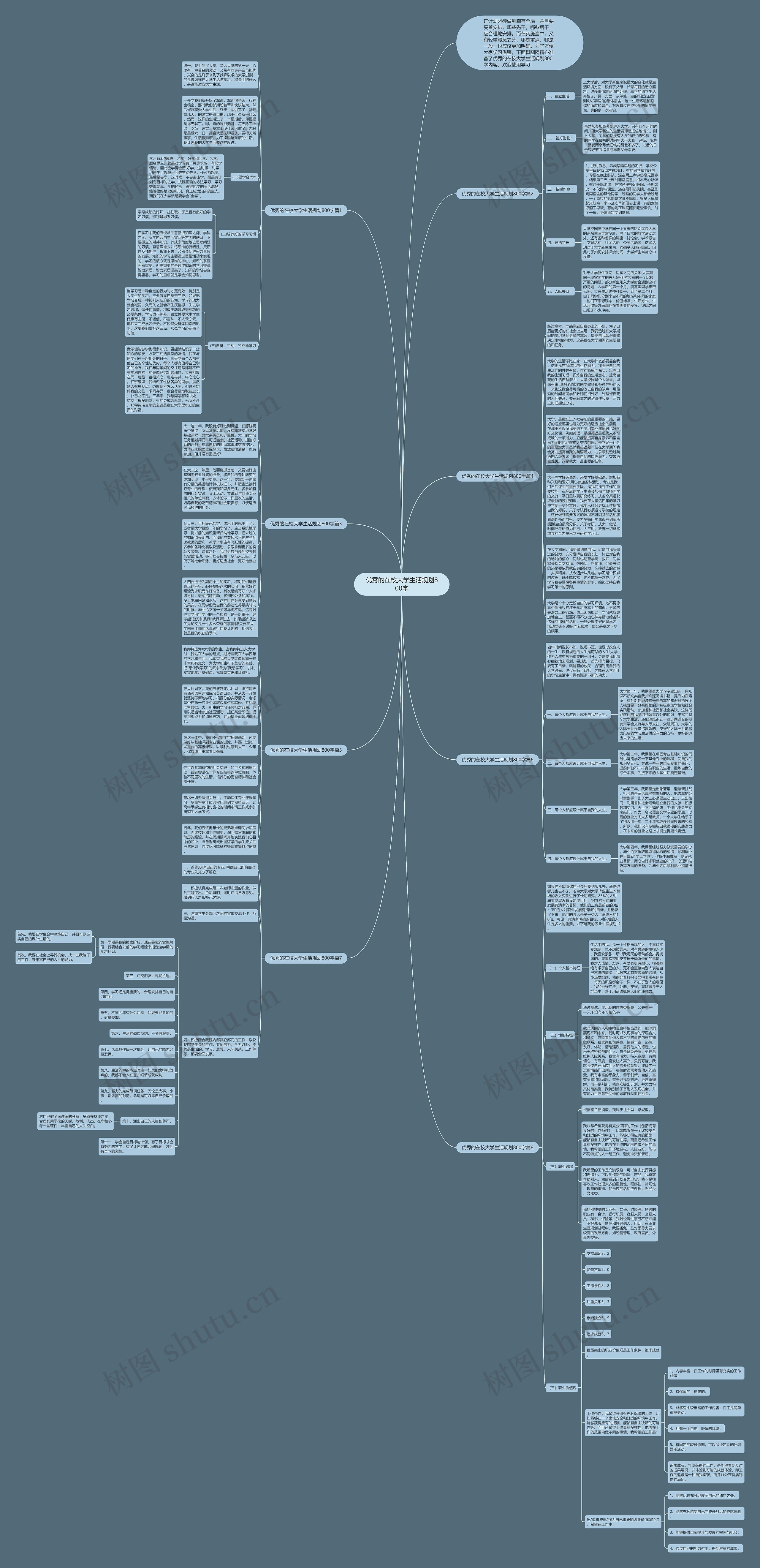 优秀的在校大学生活规划800字思维导图
