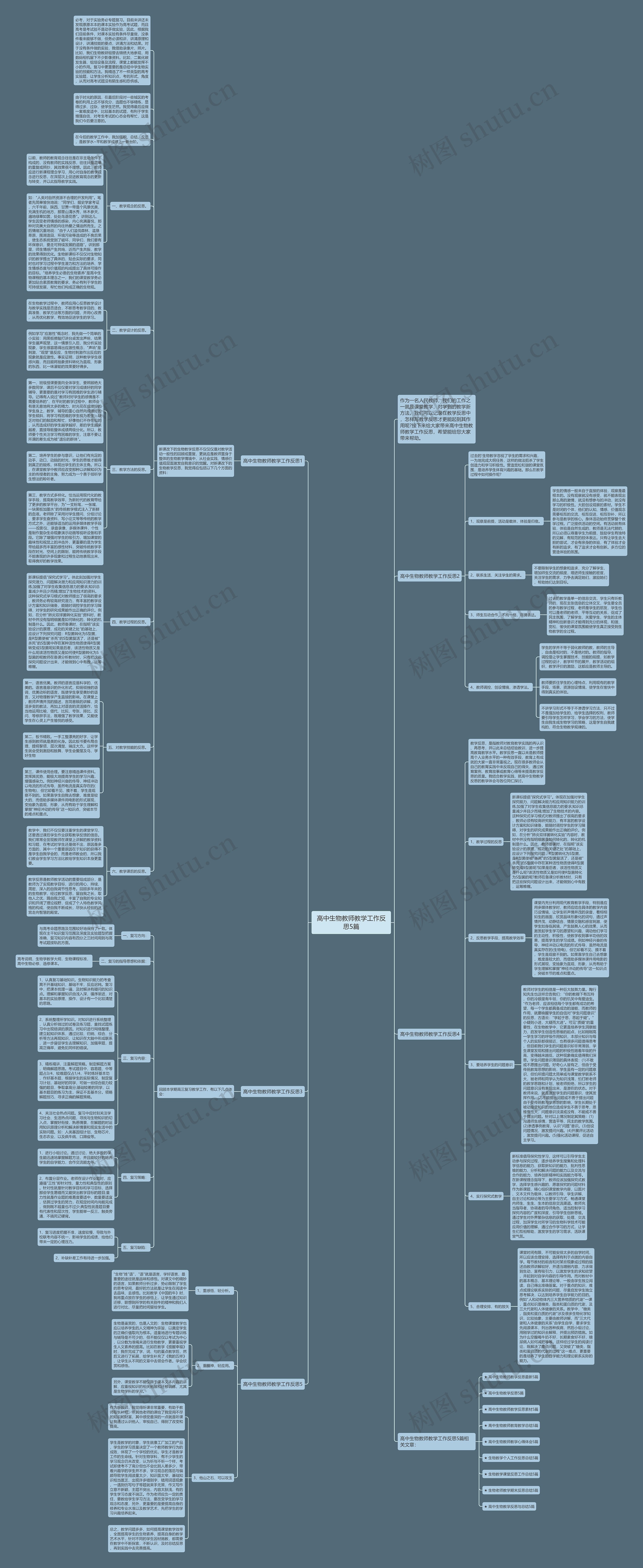高中生物教师教学工作反思5篇思维导图