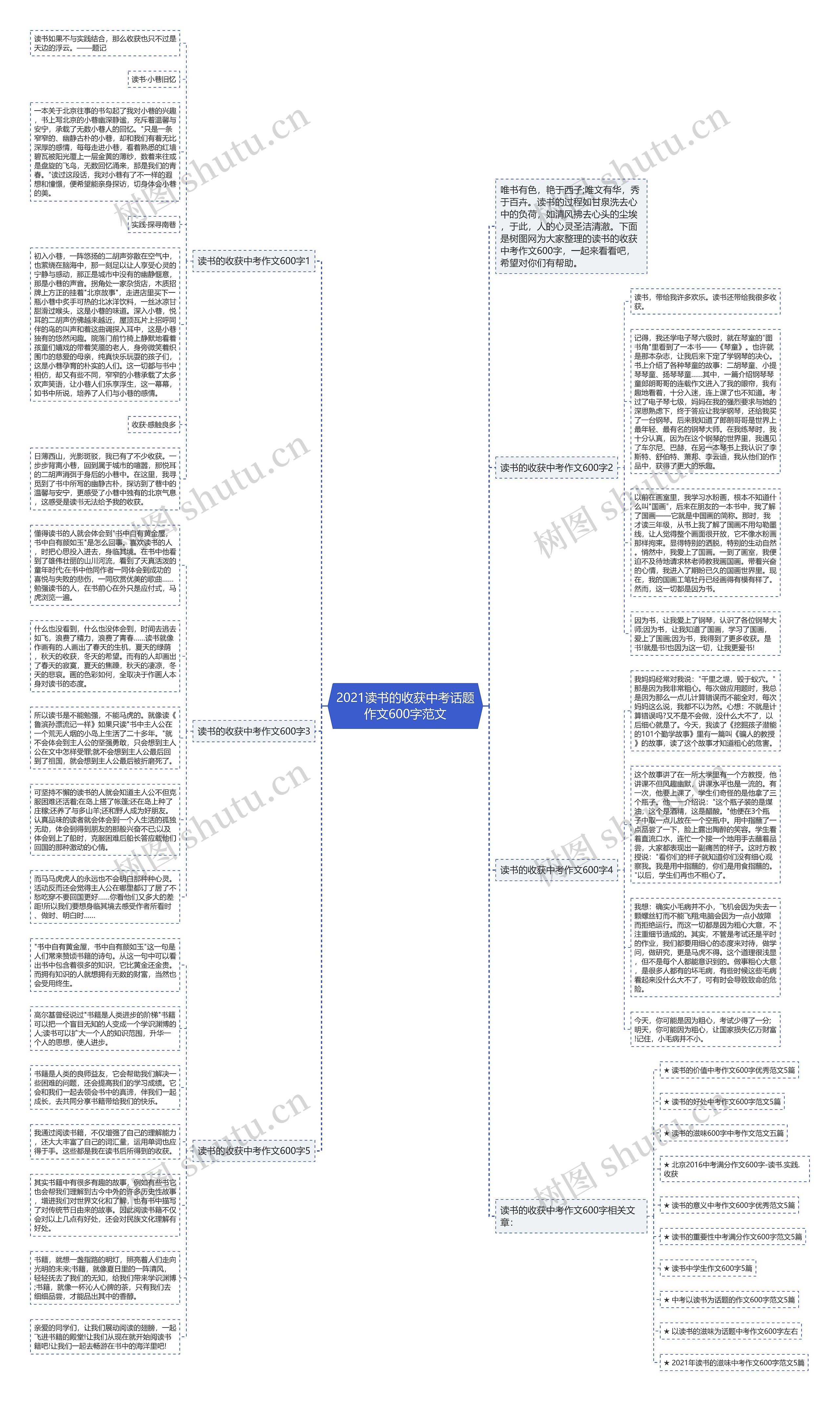 2021读书的收获中考话题作文600字范文思维导图