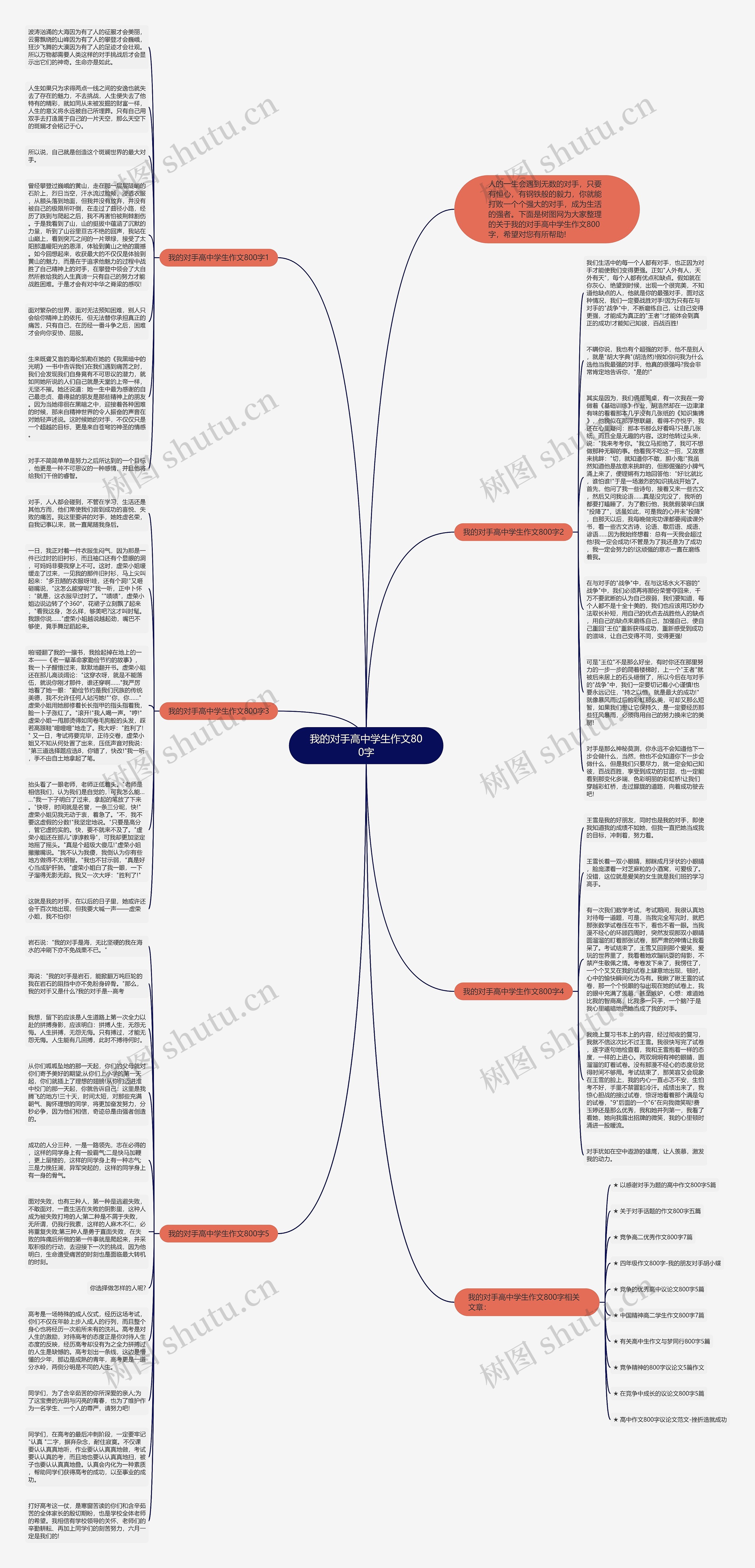 我的对手高中学生作文800字思维导图