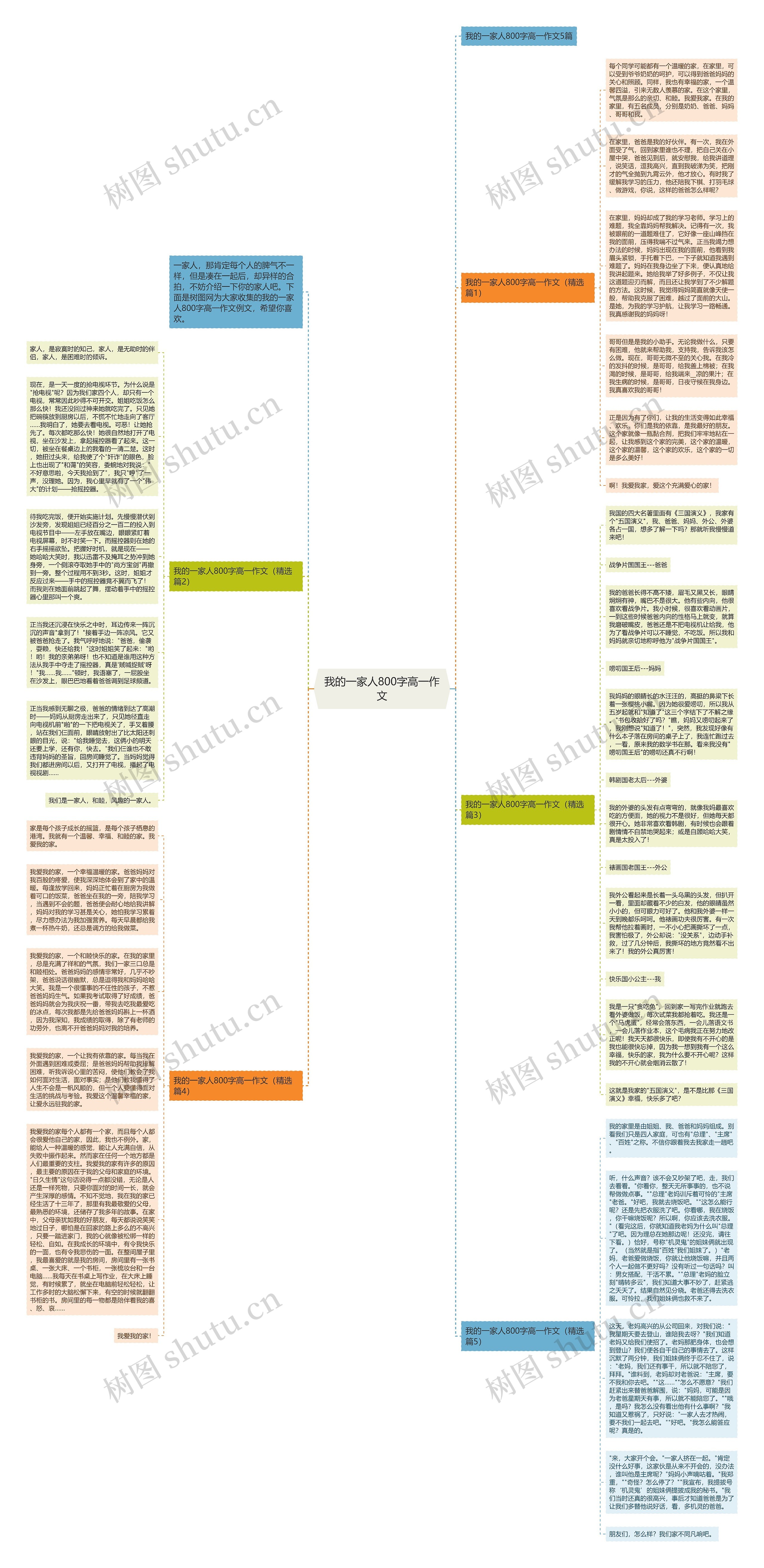 我的一家人800字高一作文思维导图