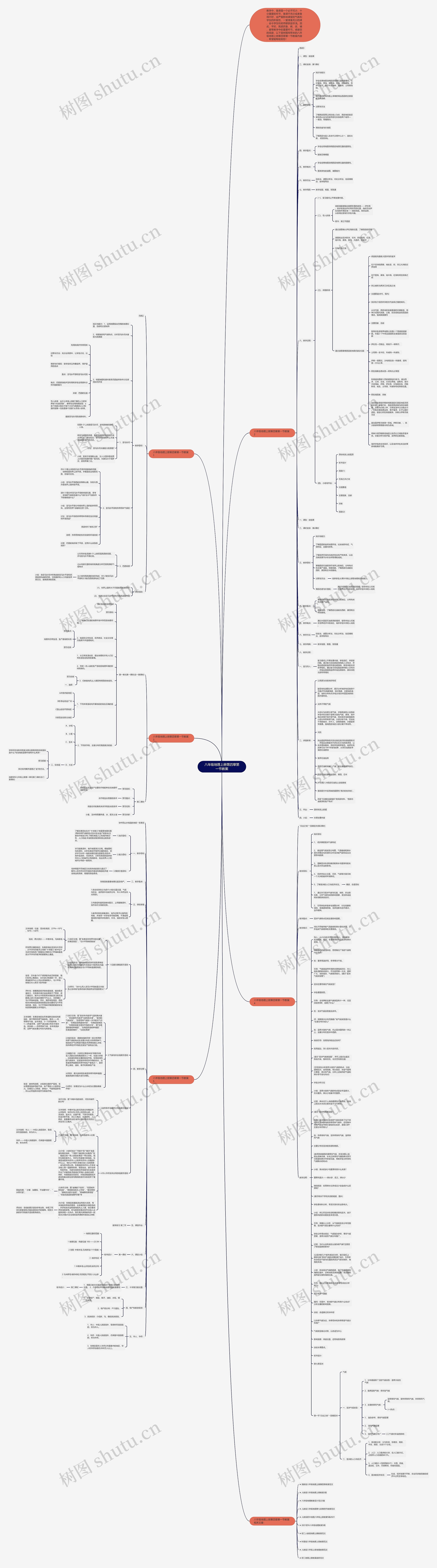 八年级地理上册第四章第一节教案思维导图
